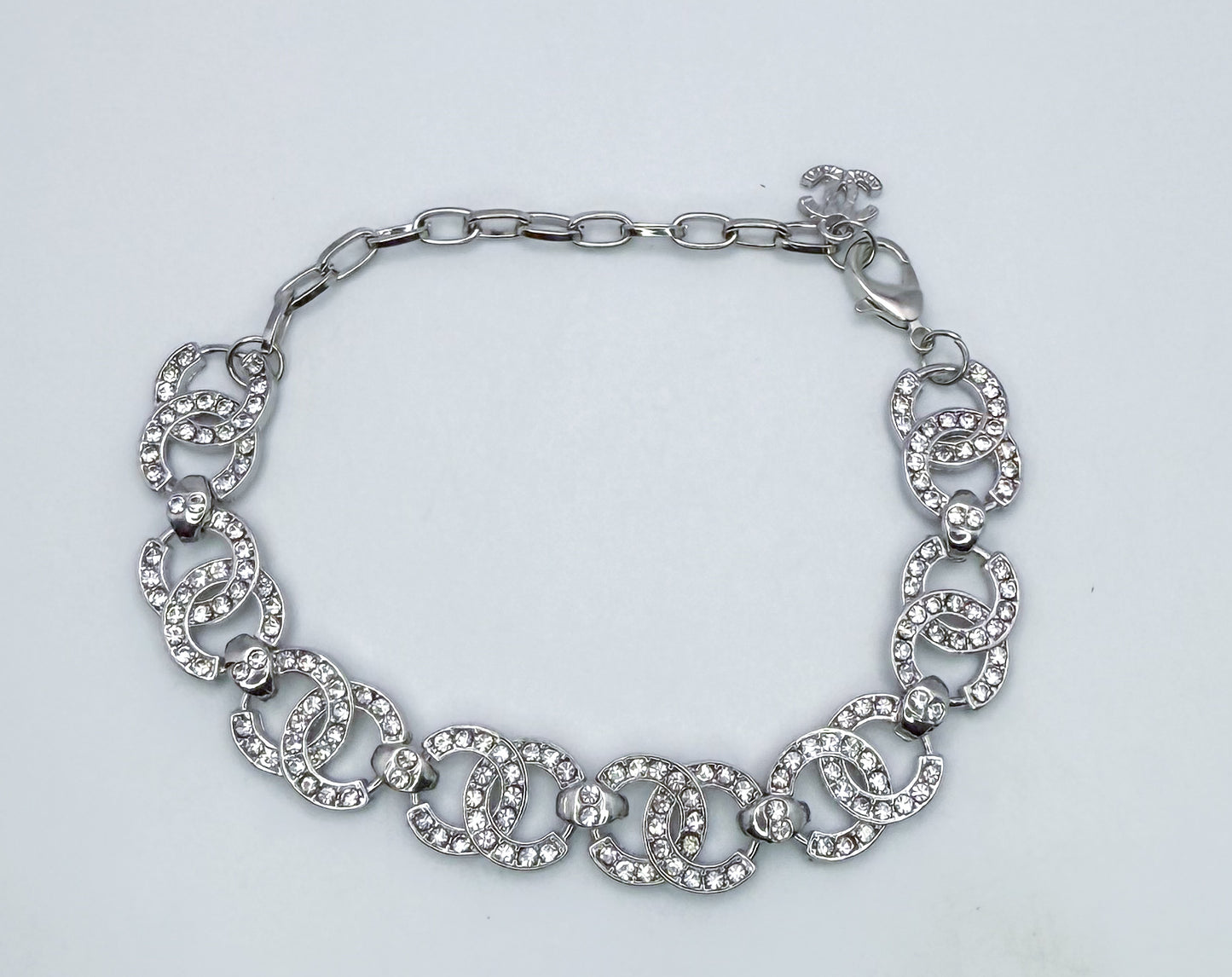 Elegant CC Designer Silver or Gold Matching Necklace and Bracelet set