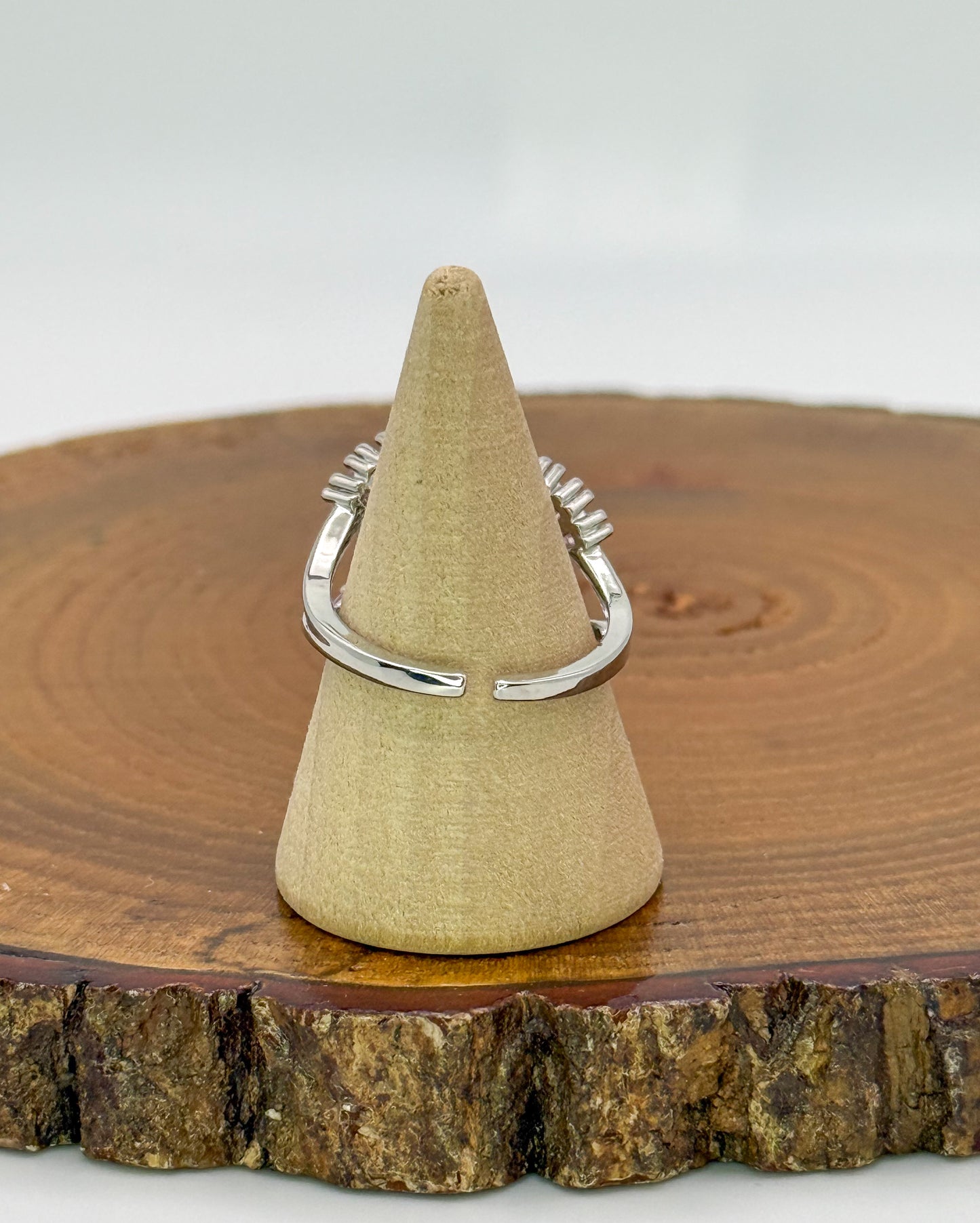 Silver CC Designer Zircon Adjustable Rings
