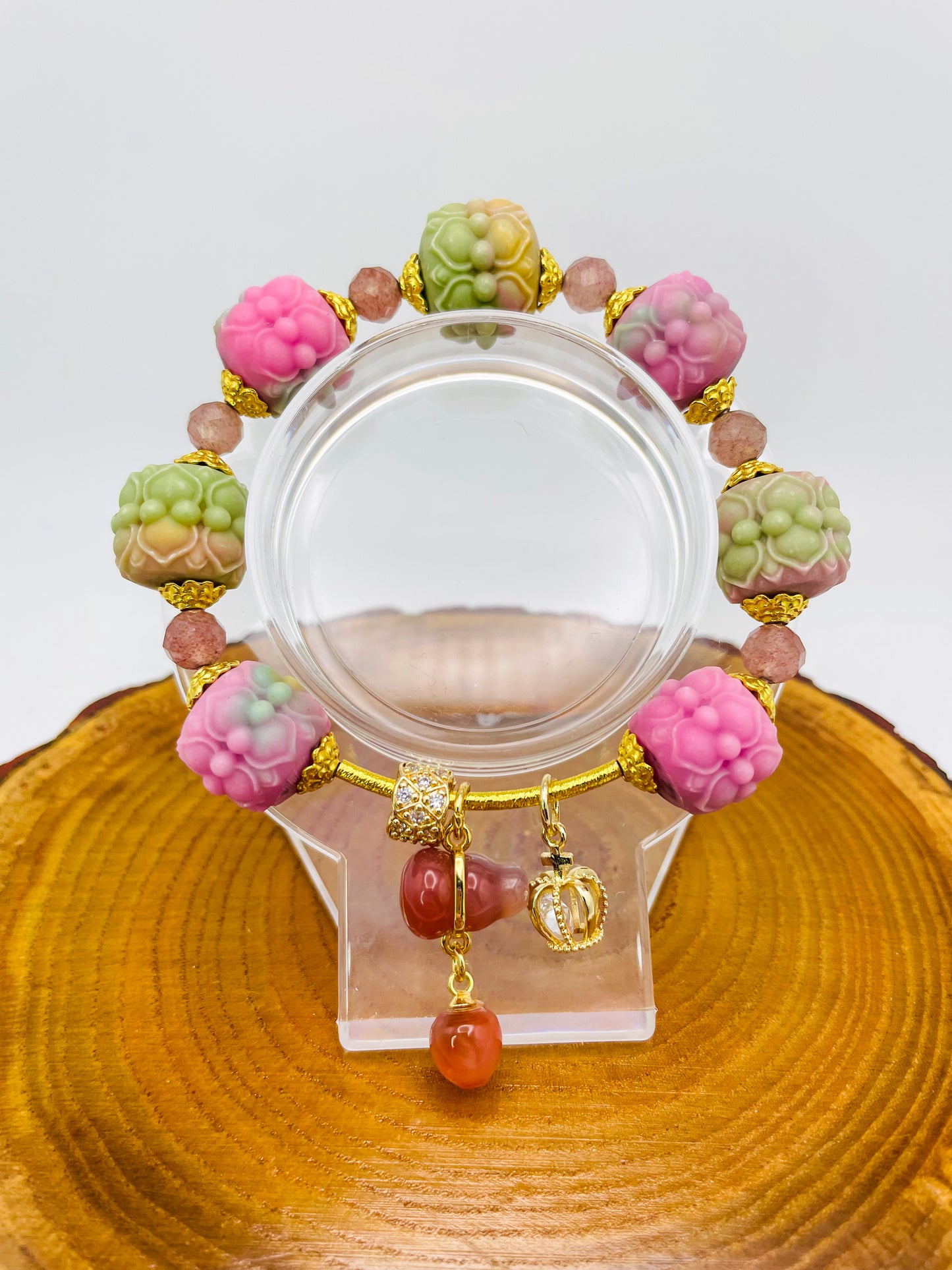 YanYuan Agate Powder Pressed Statement Bracelets