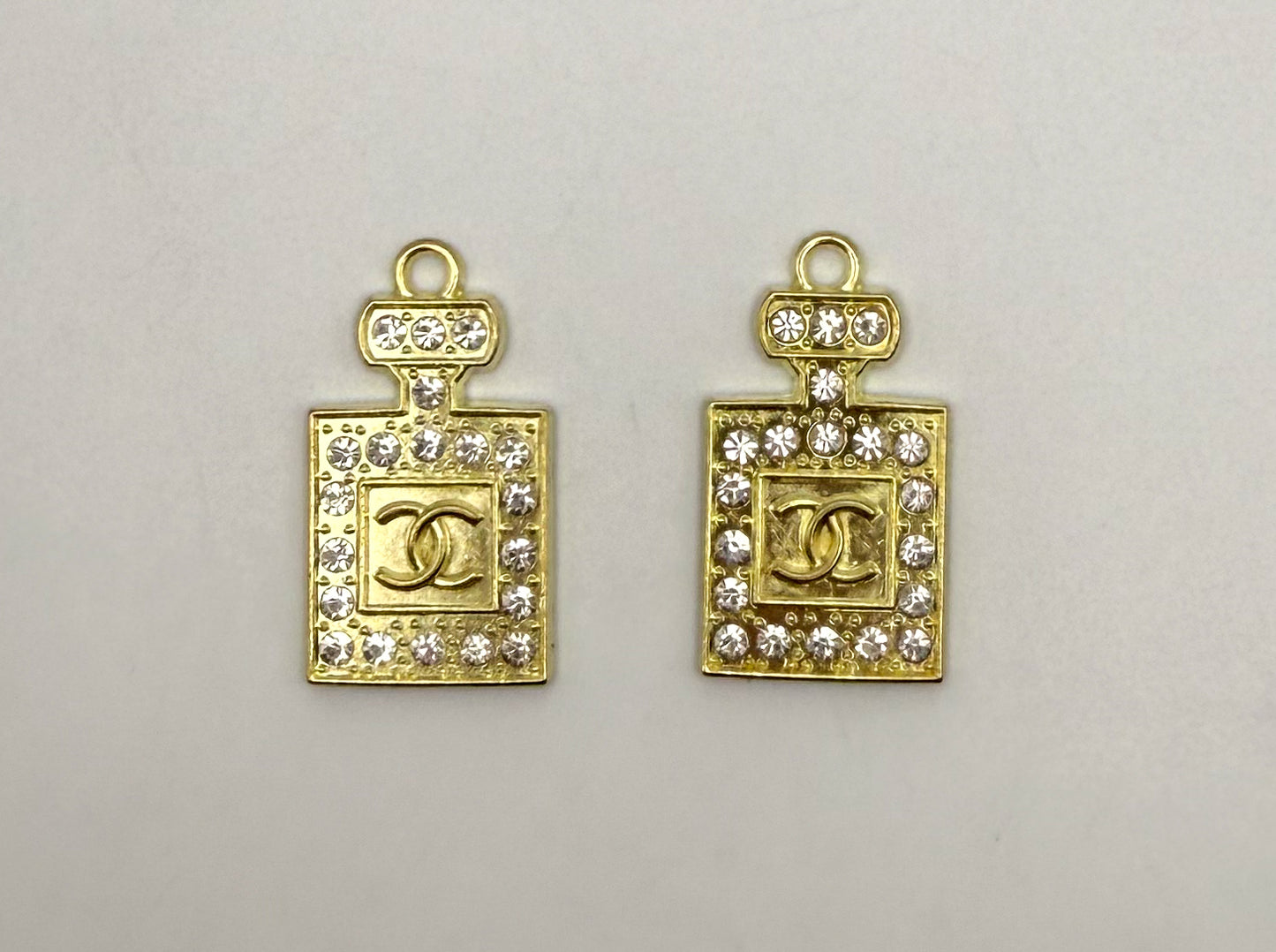 Gold CC Designer Perfume Bottle Design Metal DIY Charms