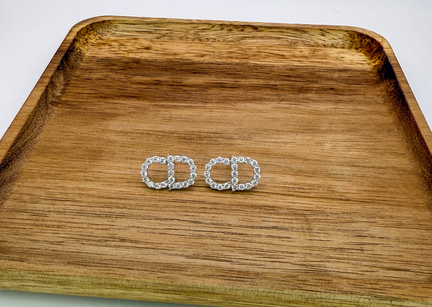 Silver C Dior Stud Earrings