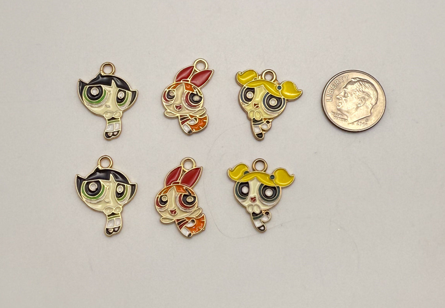 Power Puff Girls Gold DIY Charm Set
