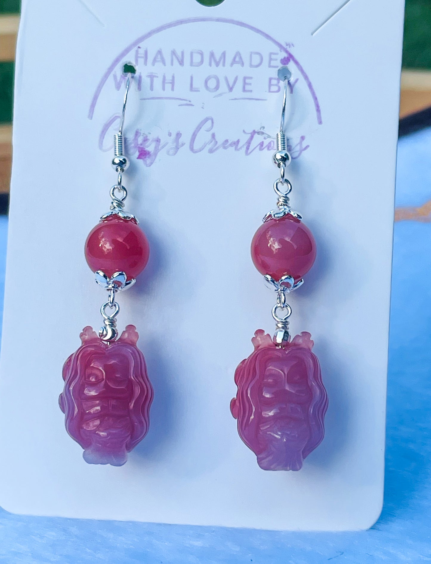 Natural Yanyuan Agate Mermaid Earrings