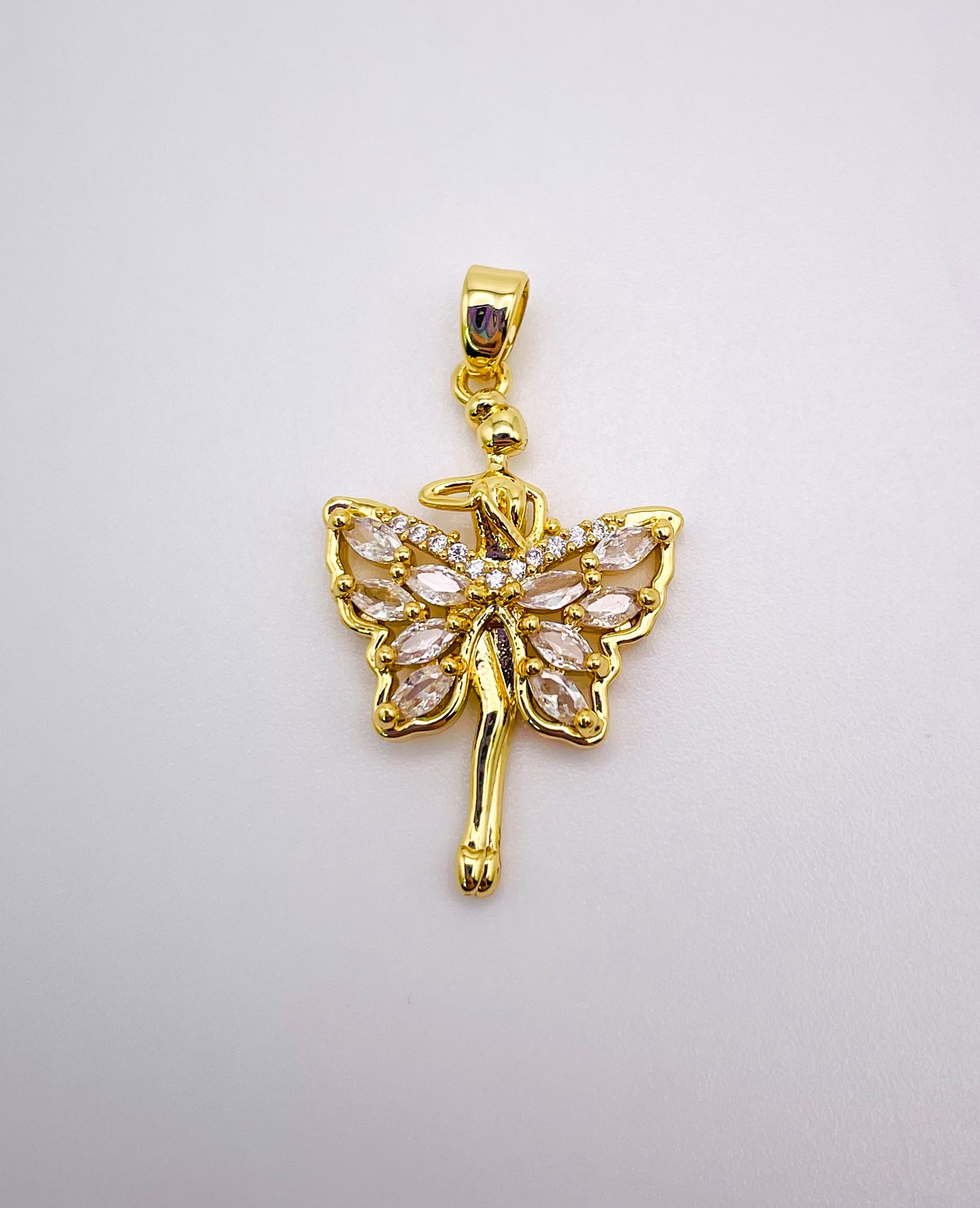 Gold Zircon Fairy Pendant
