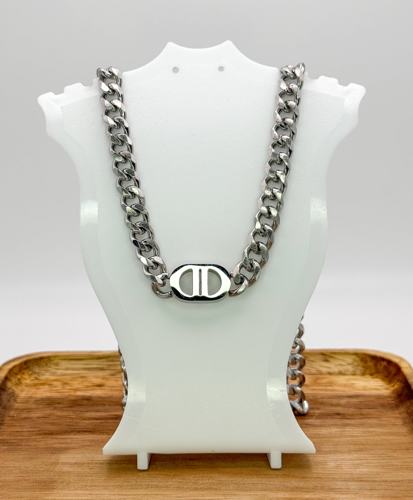C Dior Designer Stainless Steel Cuban style Adjustable Necklaces