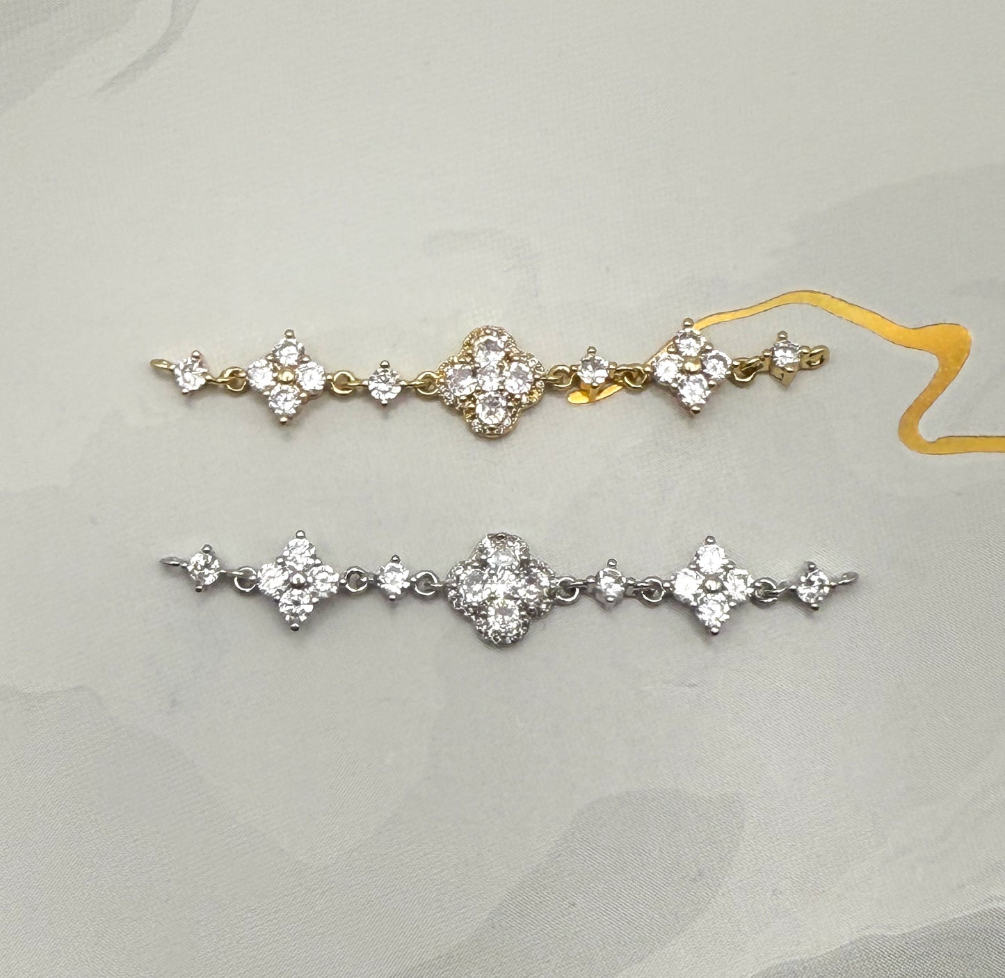Zircon Clover Design DIY Connector Charms Gold & Silver