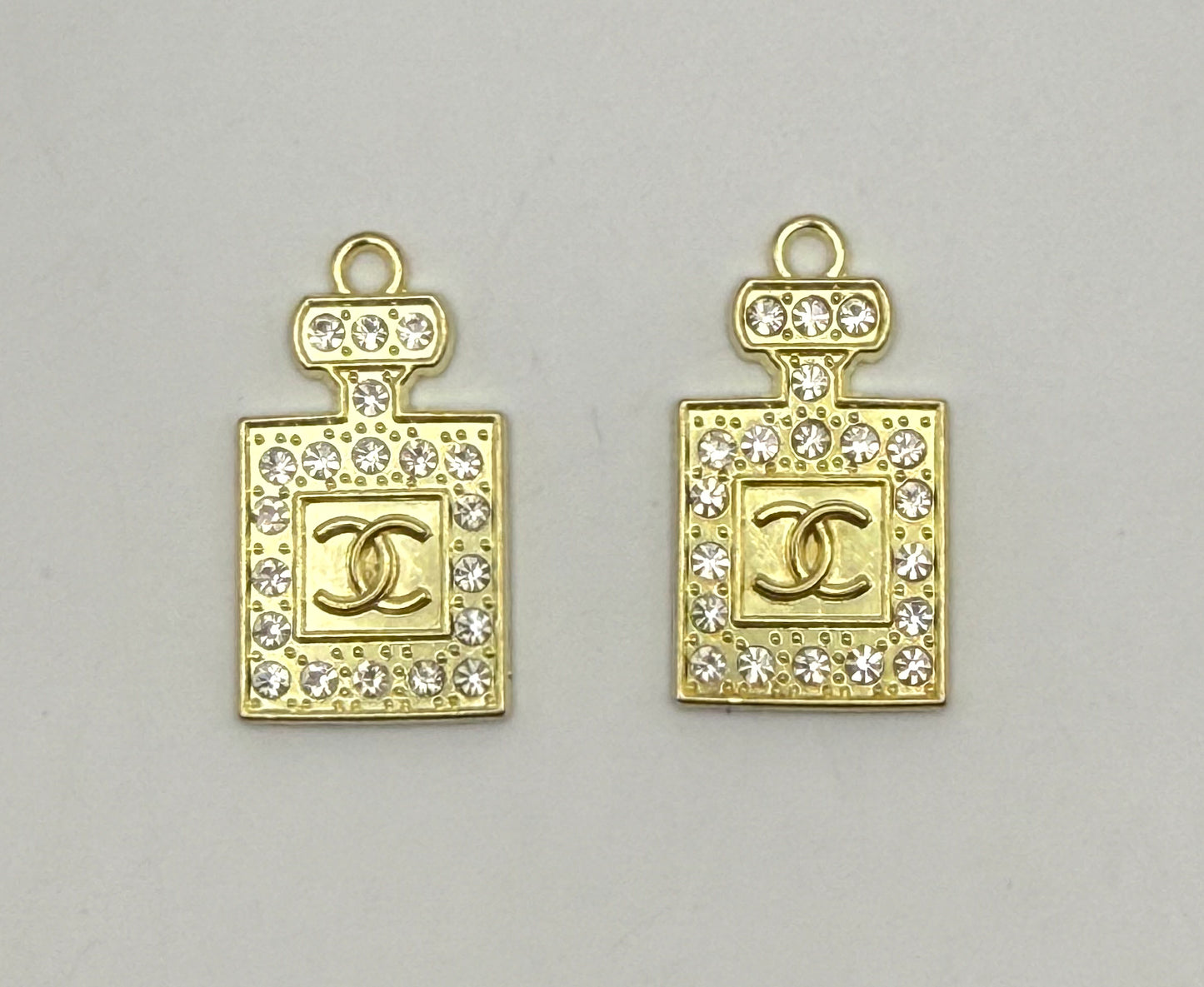 Gold CC Designer Perfume Bottle Design Metal DIY Charms
