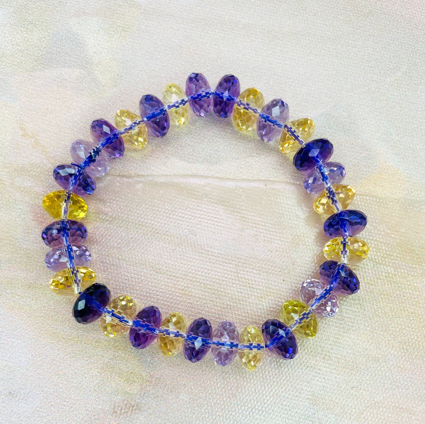Natural Amethyst, Citrine & Ametrine Crystal Bling Bracelet