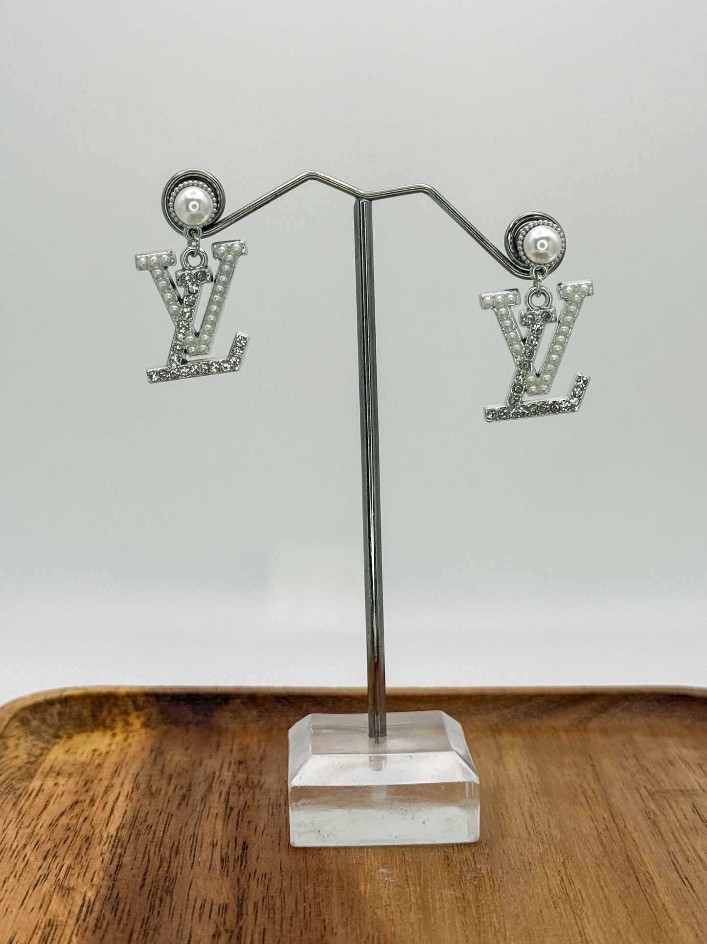 LV Gold or Silver Stud Dangle Earrings