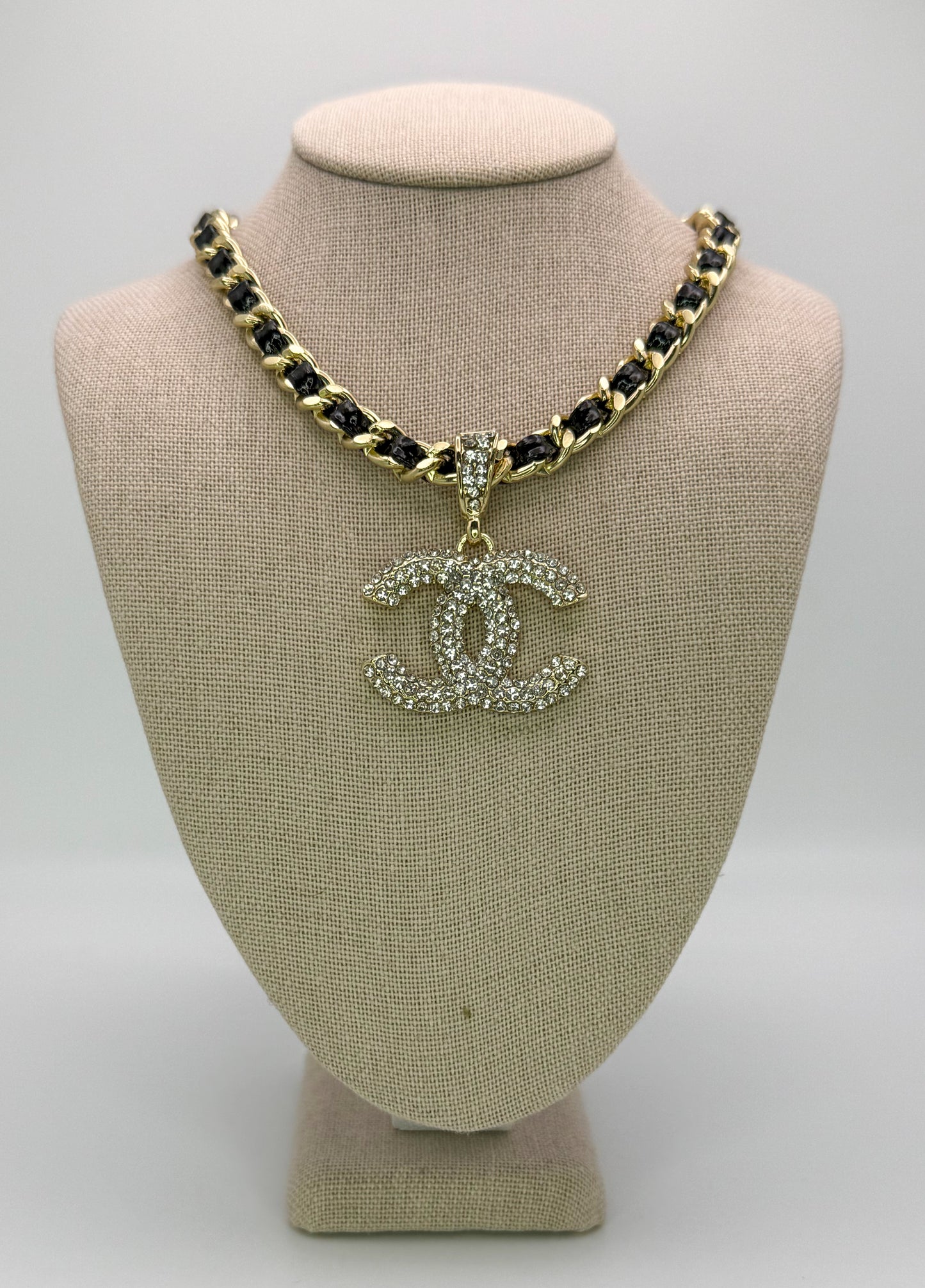 Bold n Gold CC Designer Leather Weaved Necklace