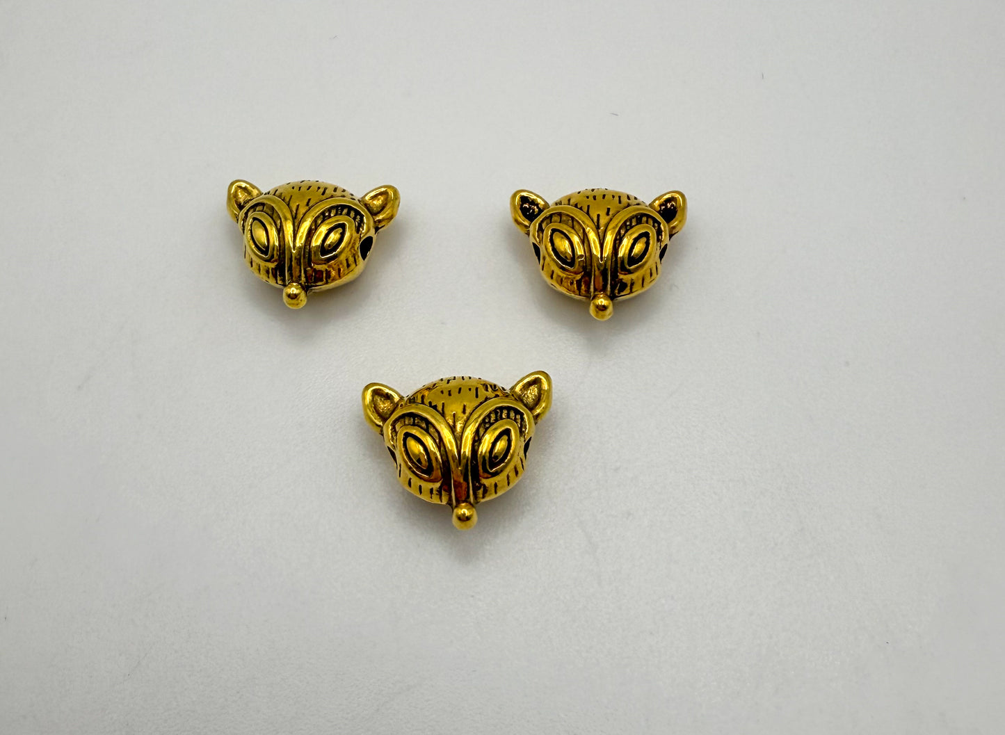 Fox Head Gold & Silver Spacers Charm Beads