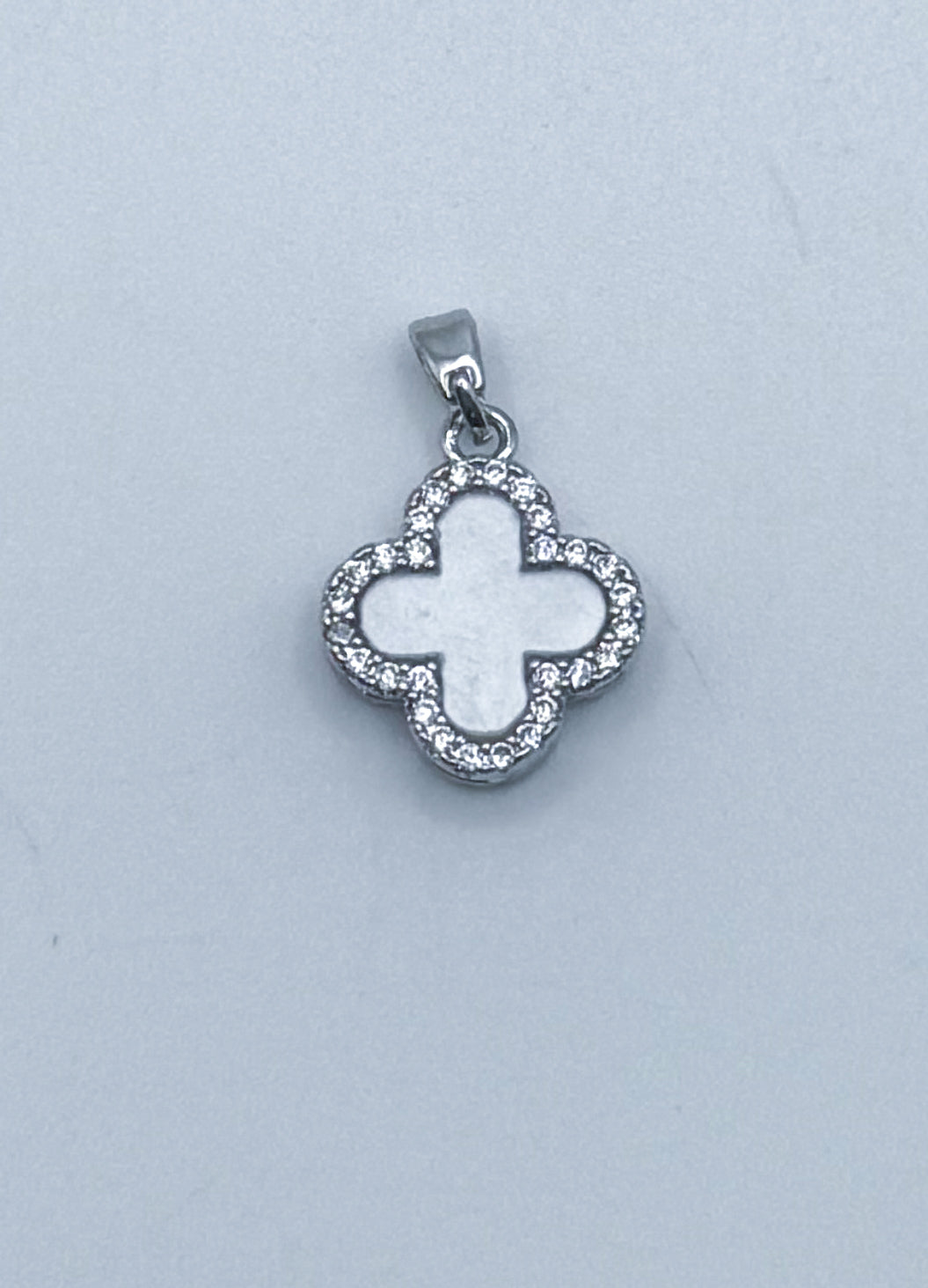 Reversible Black & White Gold or Silver Fancy Clover Pendant