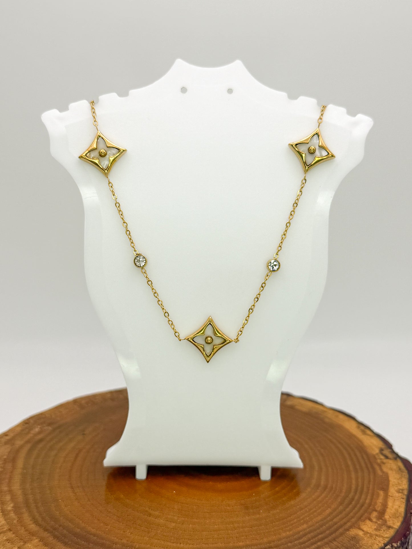 LV Logo Designer Gold Stainless Steel Necklace
