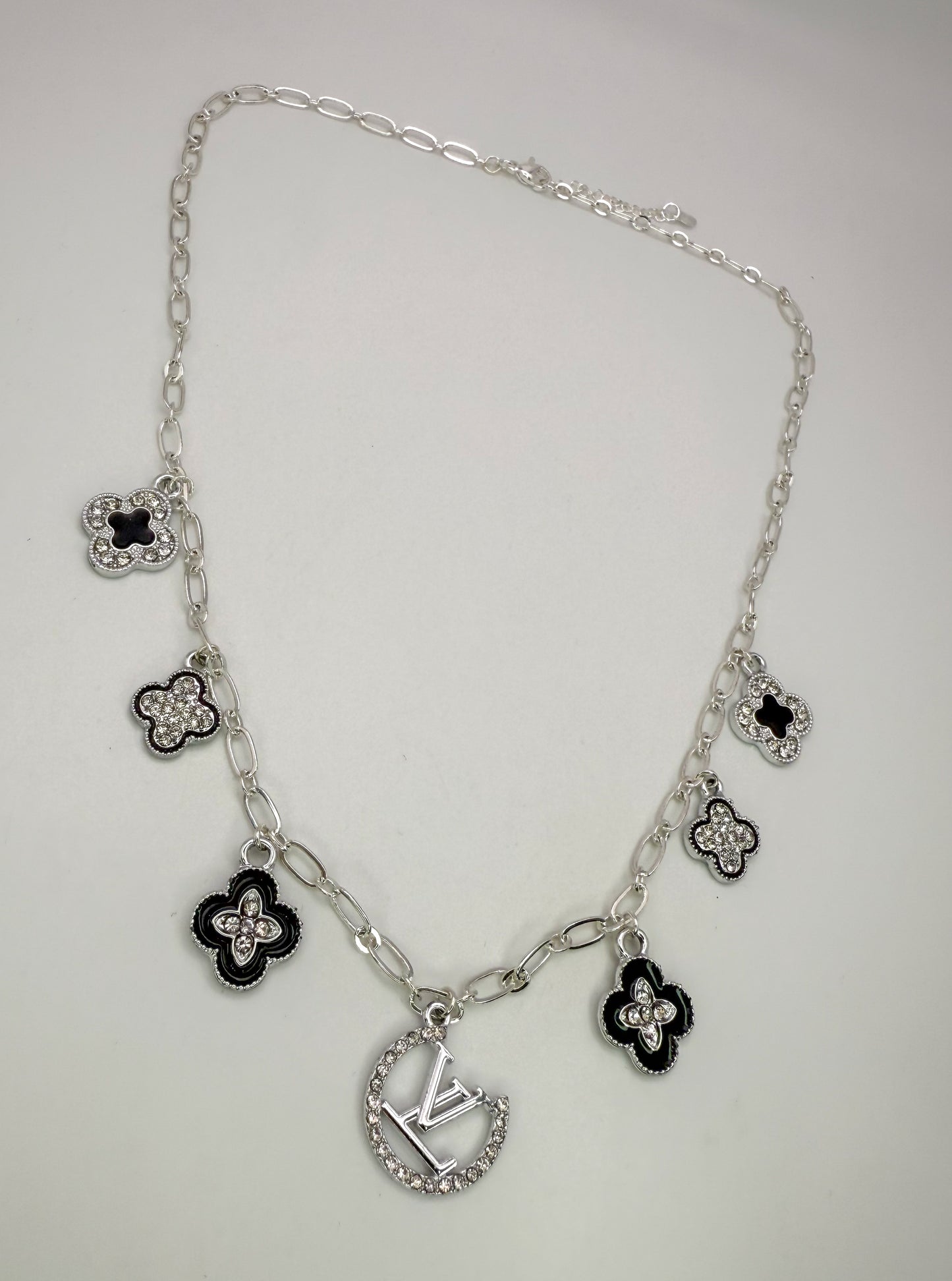 LV Designer Silver Charm Necklace