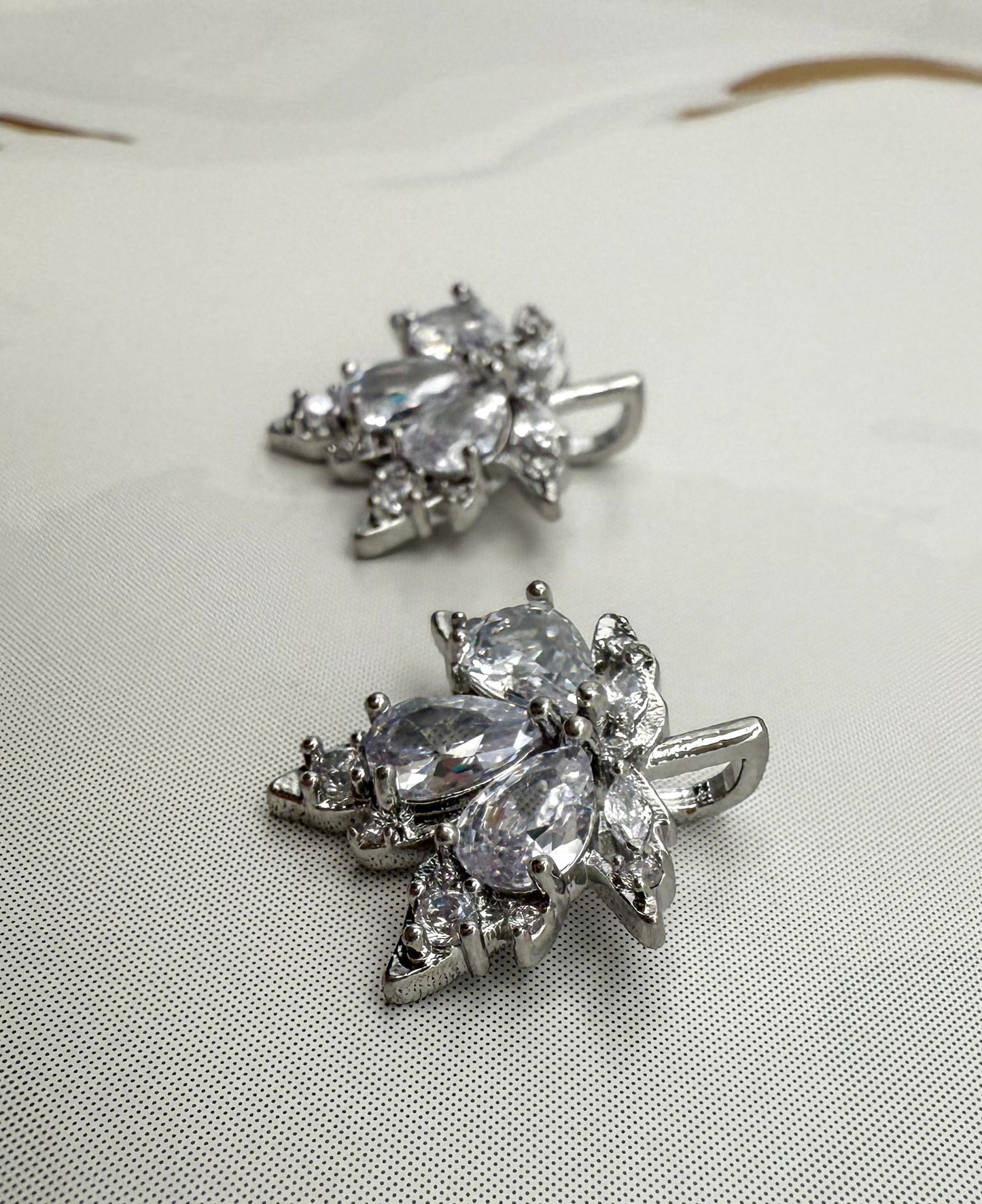 Silver Zircon Covered Maple Leaf DIY Pendants