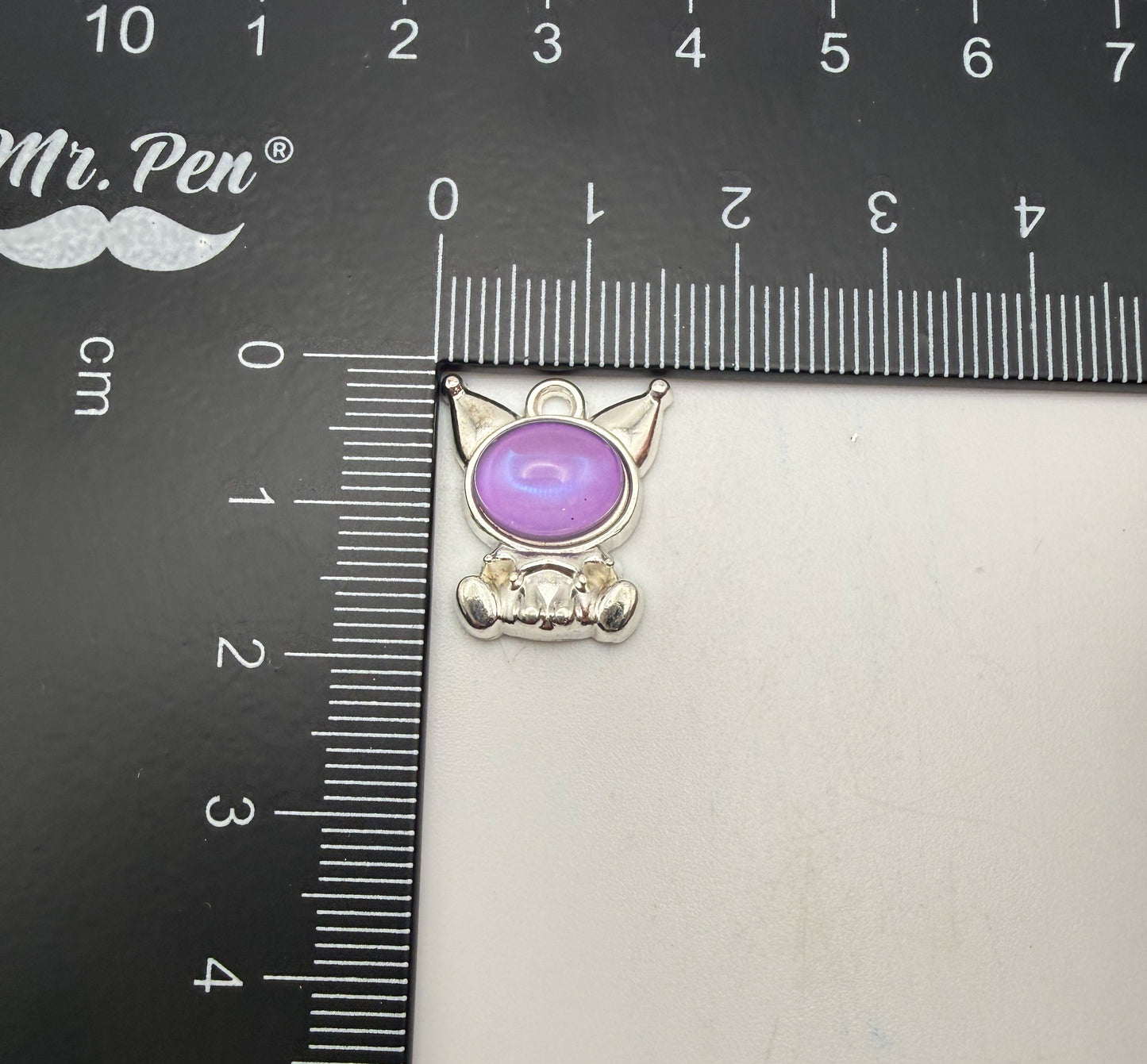 Silver KuKu Kuromi Purple Cat’s Eye Metal Charms