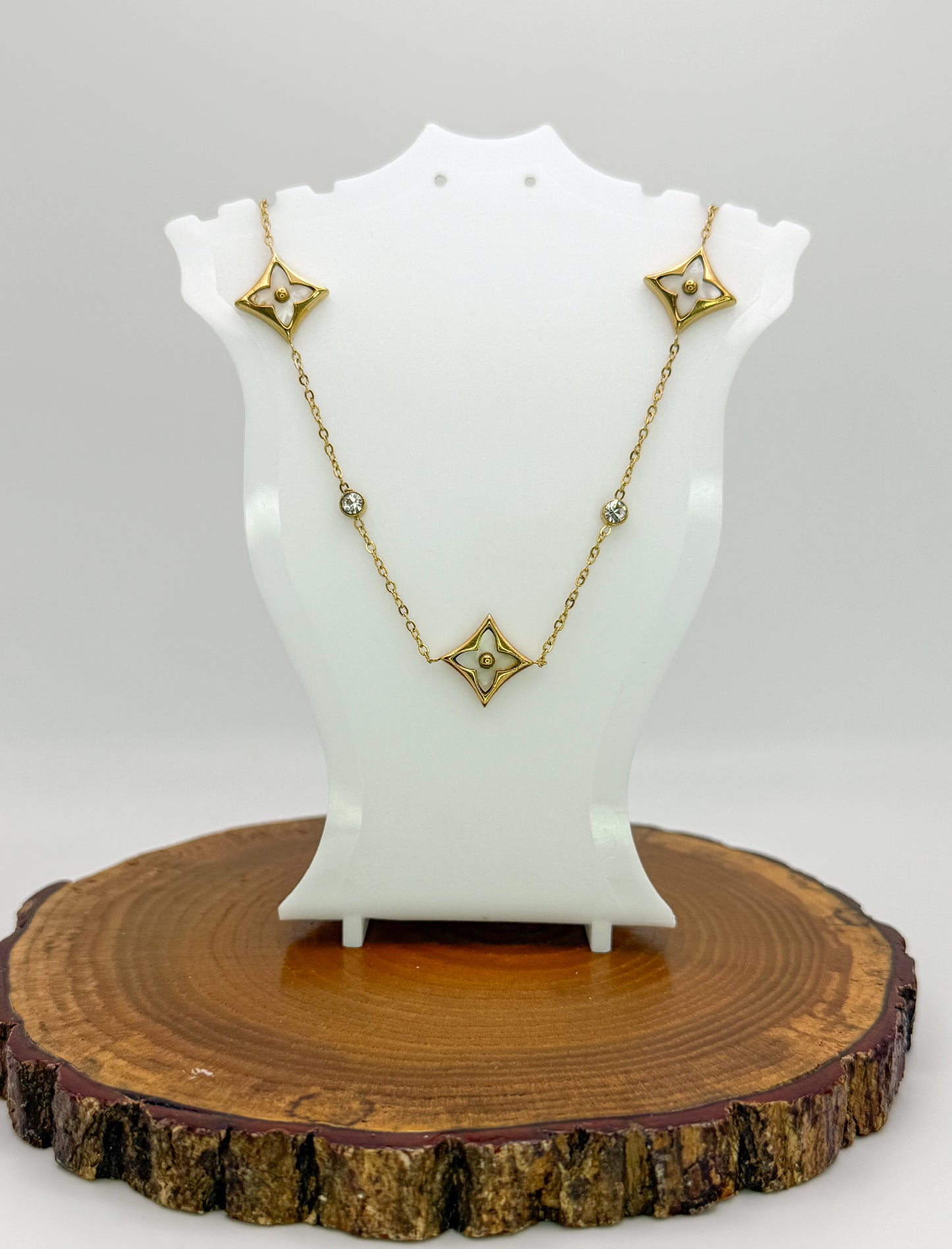 LV Logo Designer Gold Stainless Steel Necklace