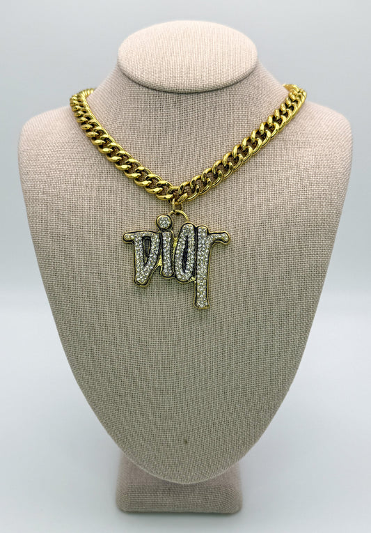 Gold DIOR Designer Pendant Cuban Necklaces
