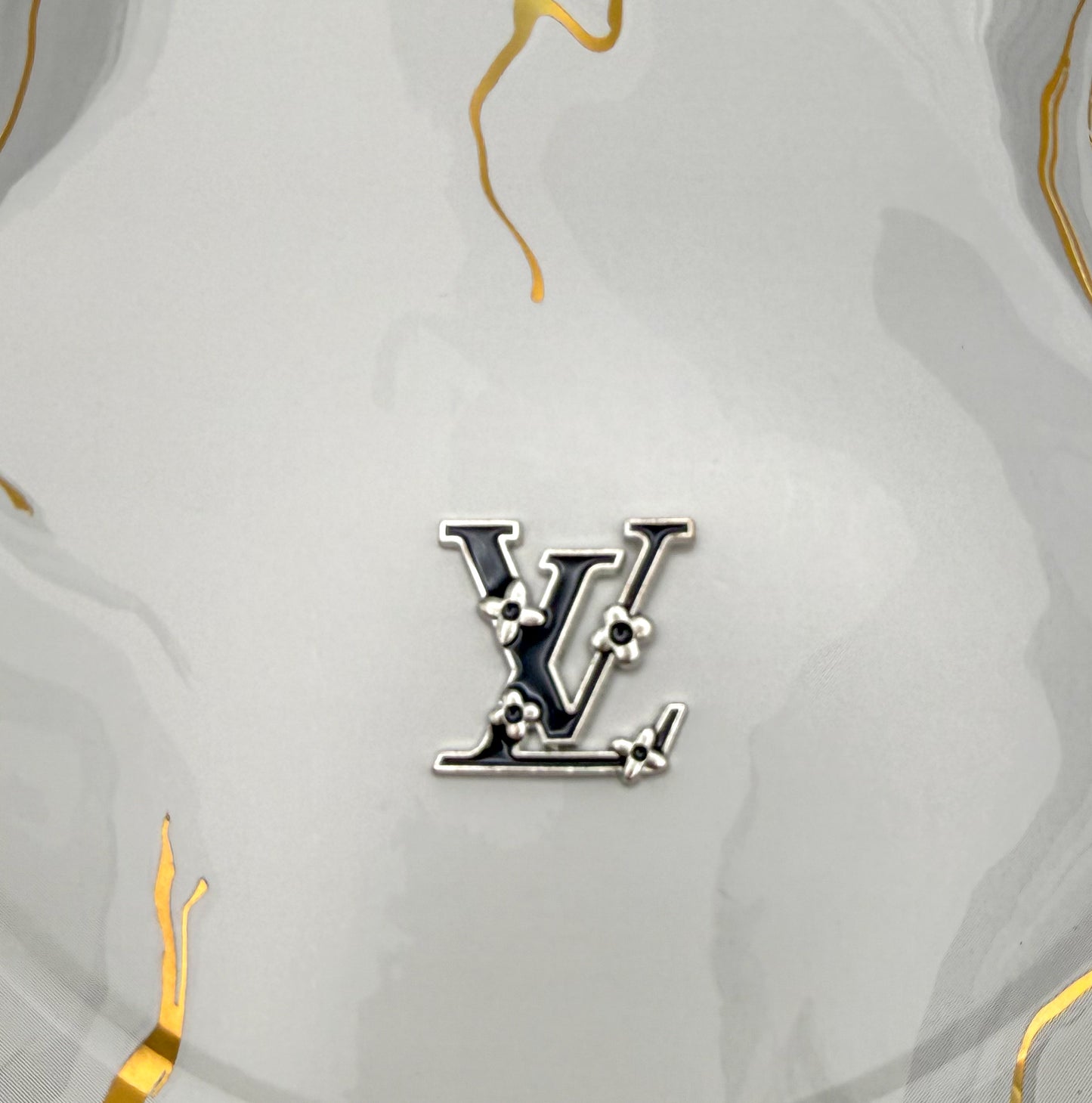 Silver Black Enamel LV DIY Metal Charm