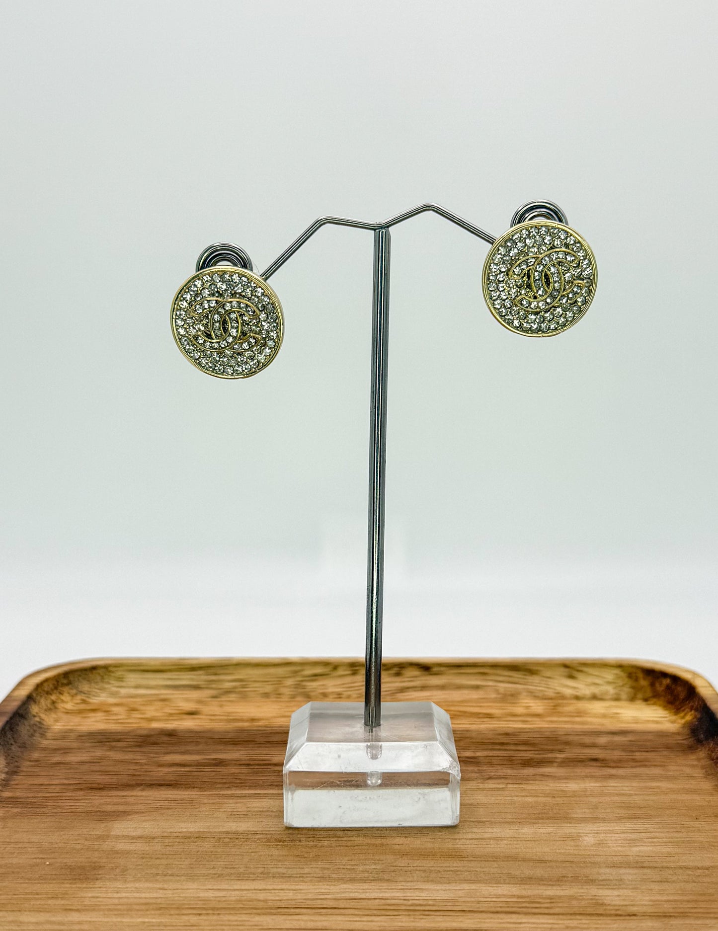 Bling CC Designer Gold Stud Earrings