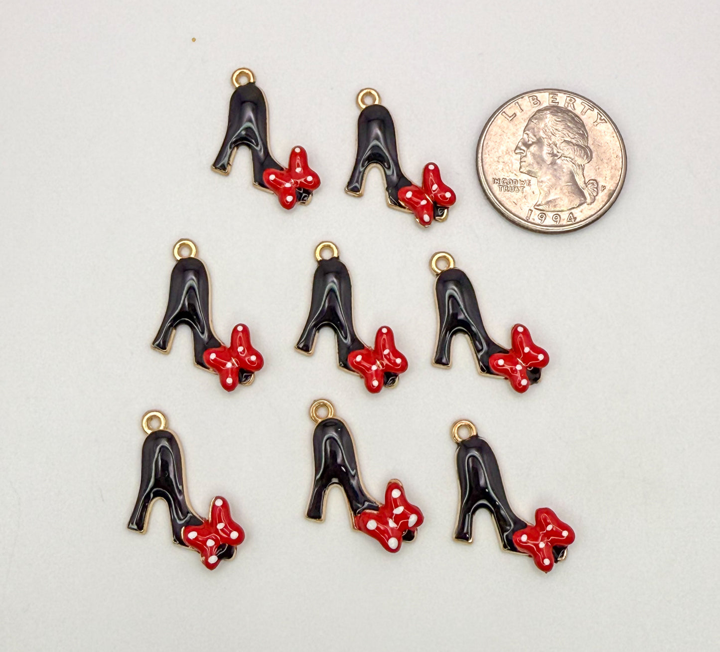 Gold Black High Heel with Red Bow DIY Charms