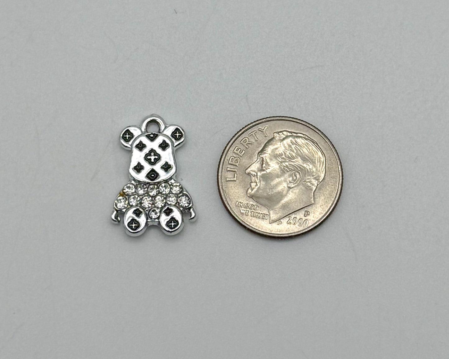 Silver LV Inspired Bear DIY Metal Charm