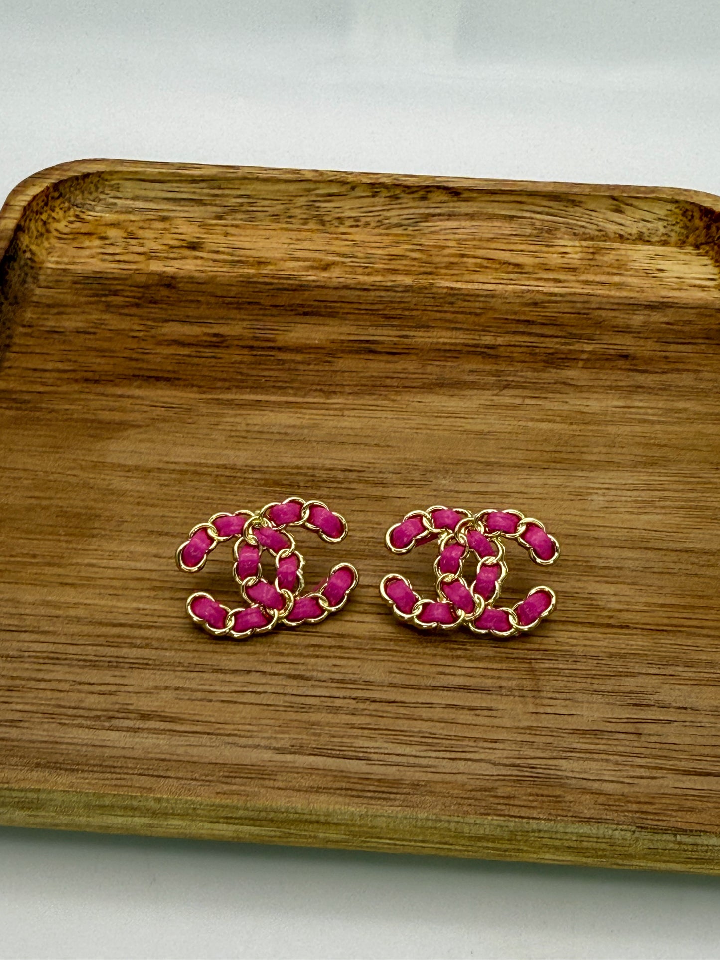 CC Designer LoGo Gold Stud Earrings