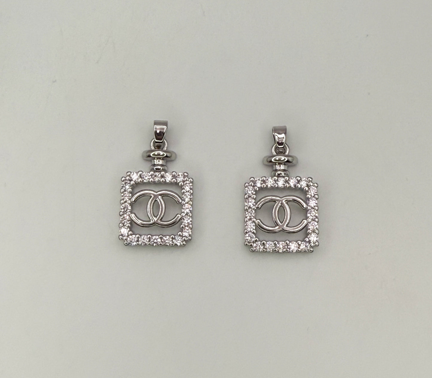 High Quality Gold and Silver CC Perfume Bottle DIY Charm Pendants