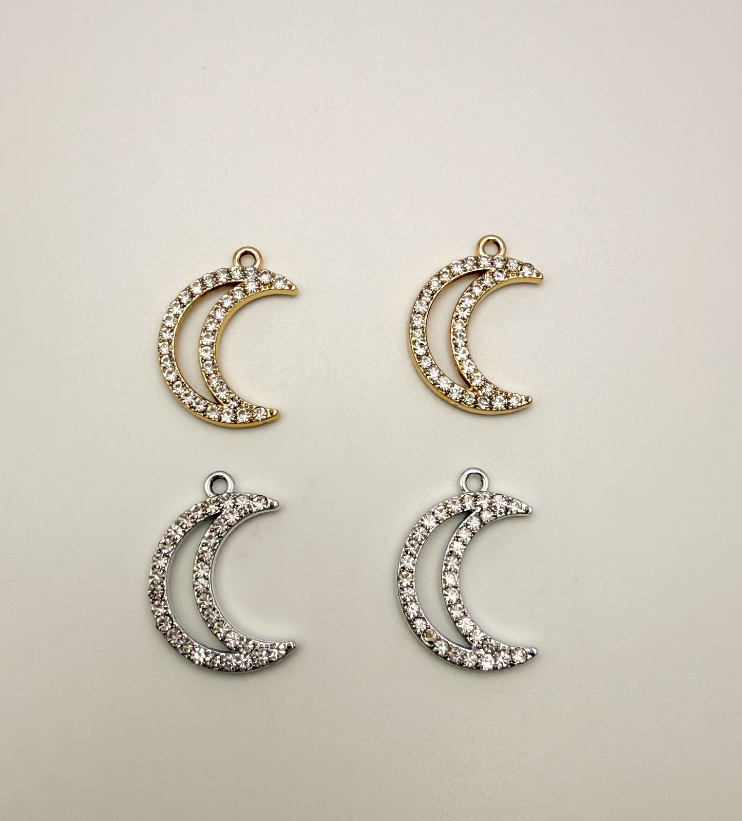 Hollow Crescent Moon Bling Charm