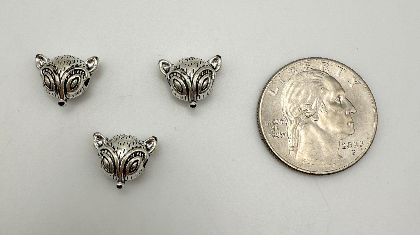 Fox Head Gold & Silver Spacers Charm Beads