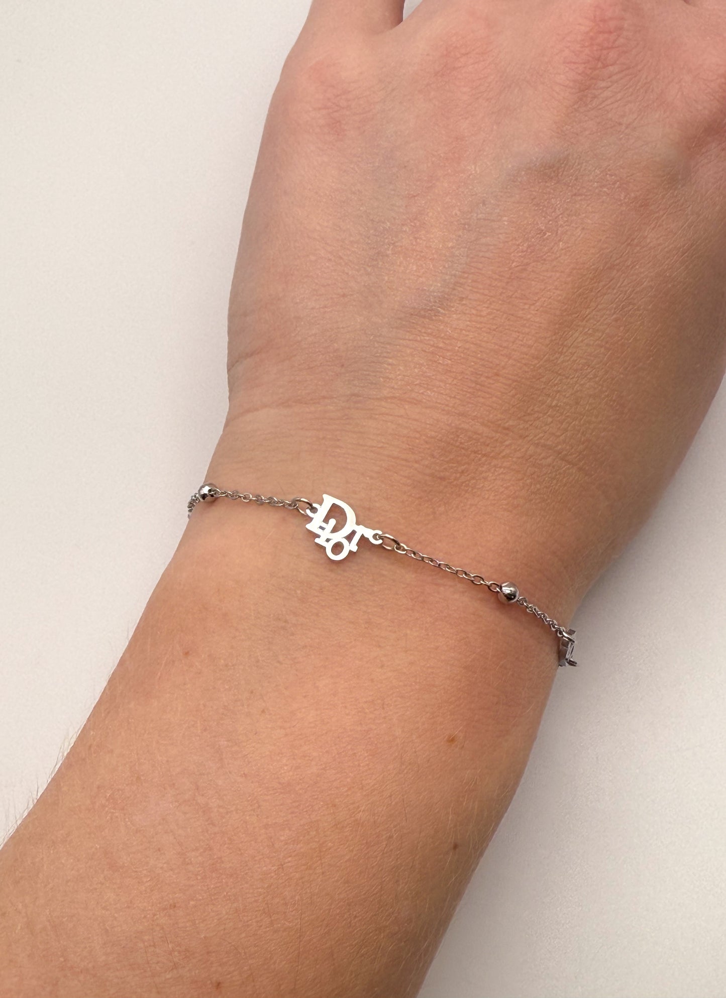 Silver Dior Designer Adjustable Bracelet