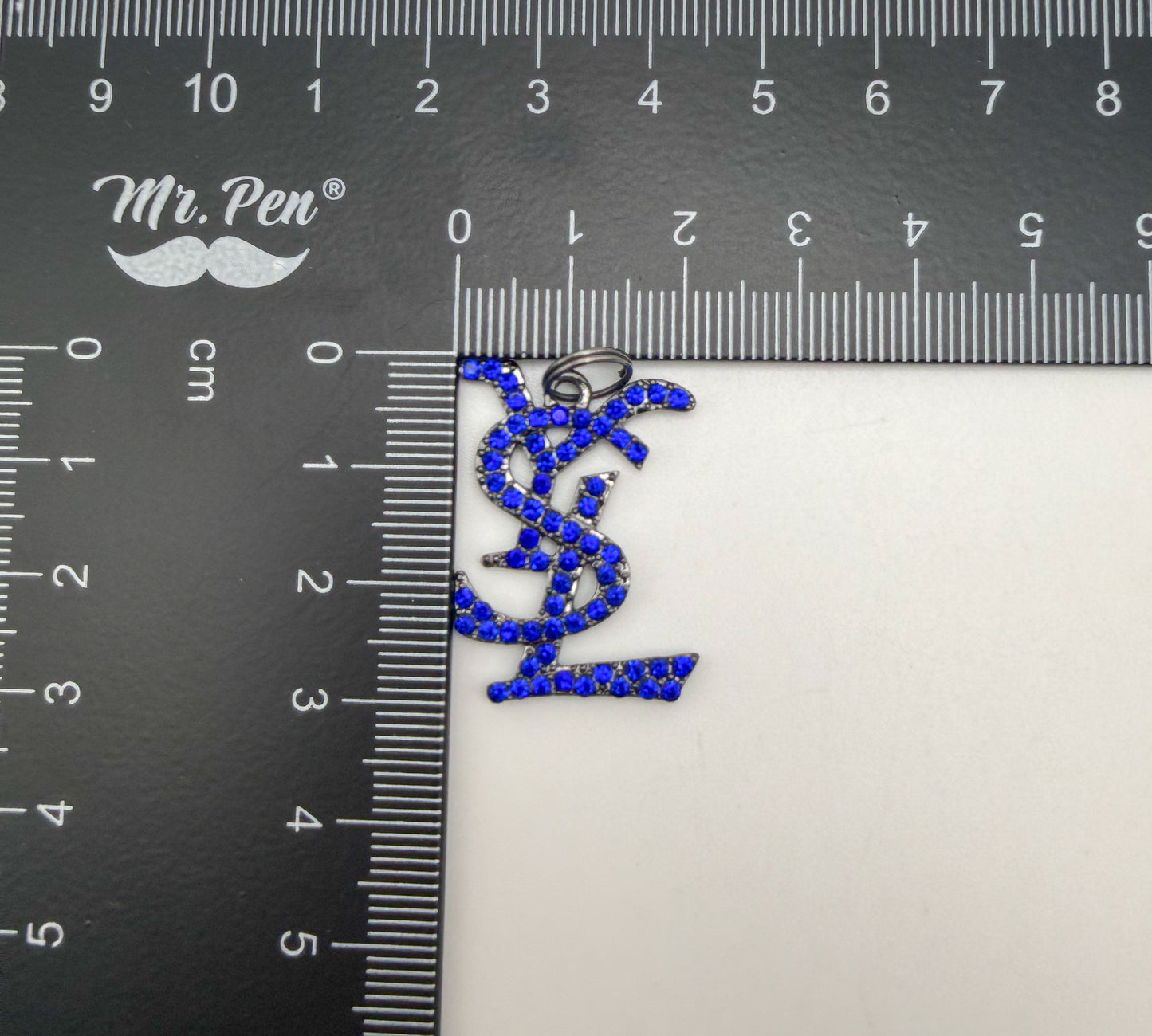 Big YSL Designer Rhinestone covered Black Metal DIY Pendant Charms