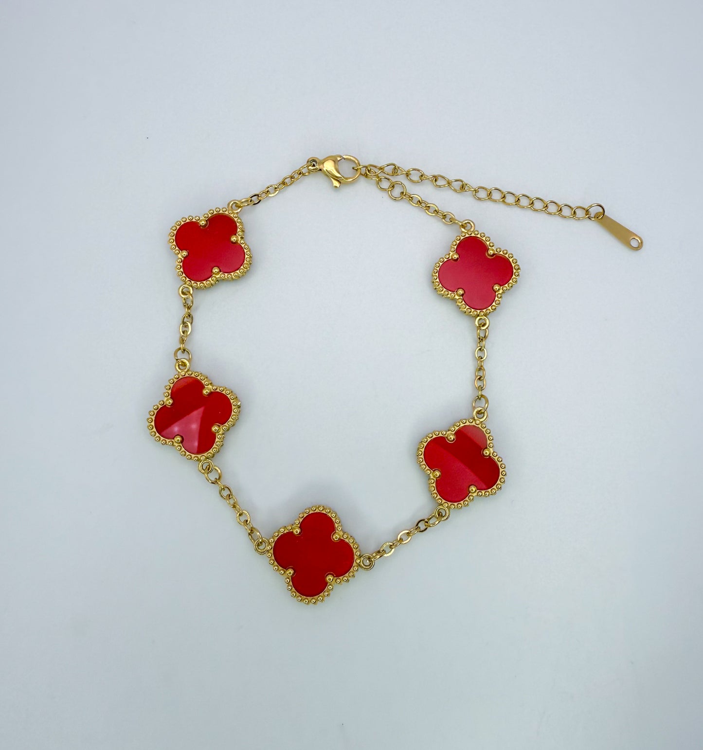 LV Clover Adjustable Gold Stainless Steel Bracelet-Red & Blue