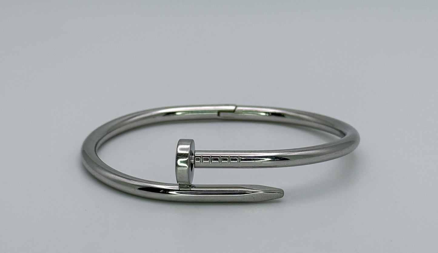 Silver Nail Bangle Bracelet