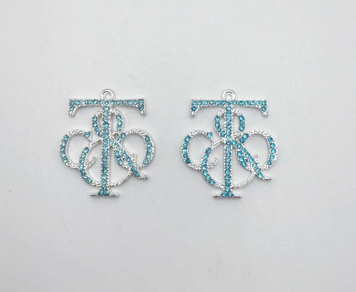 Silver Tiffany & Co. Blue Rhinestone covered DIY Pendant Charms