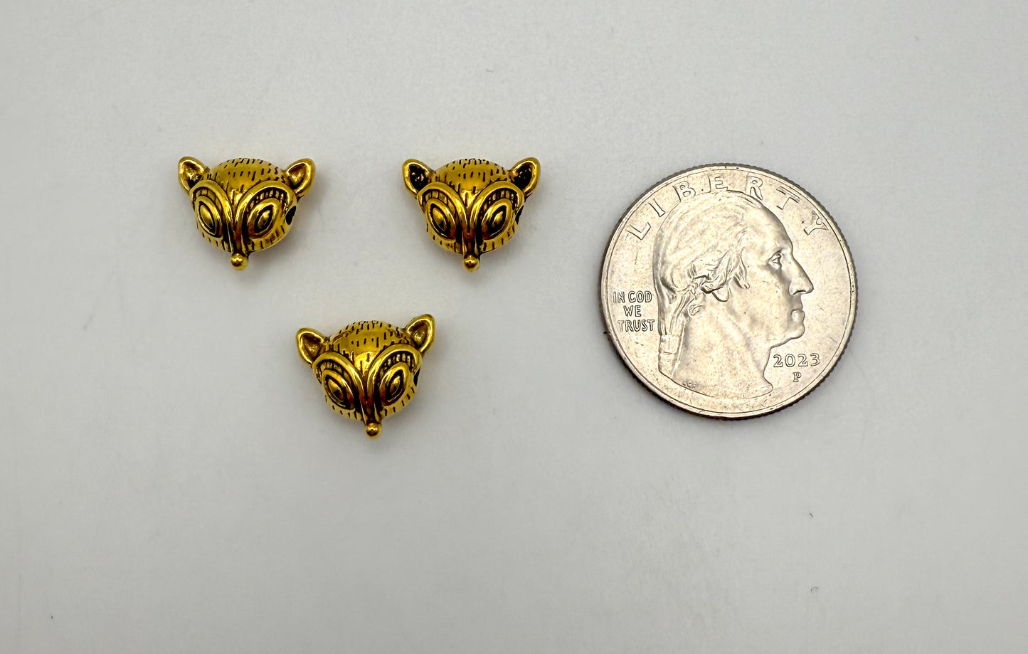 Fox Head Gold & Silver Spacers Charm Beads