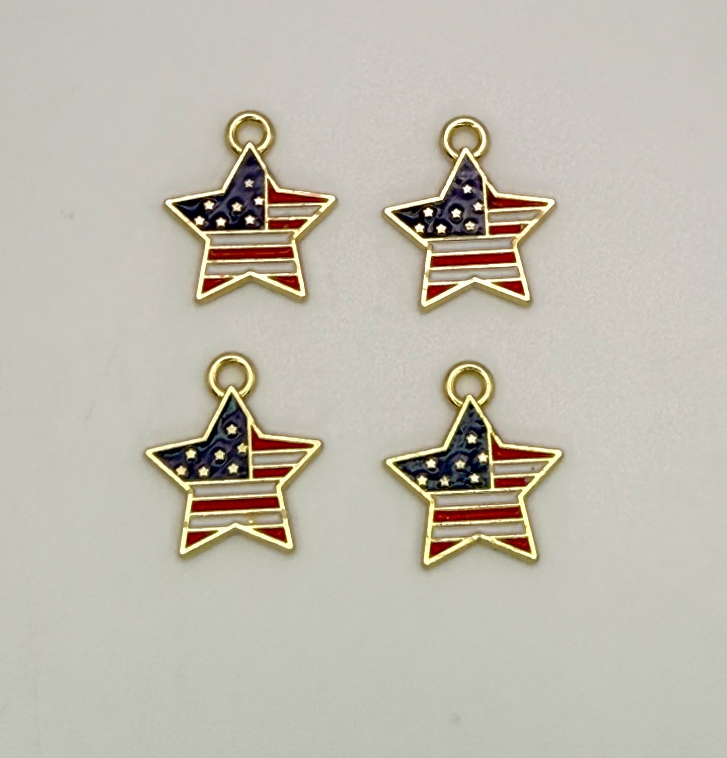 USA July Fourth Flag DIY Gold Metal Charms