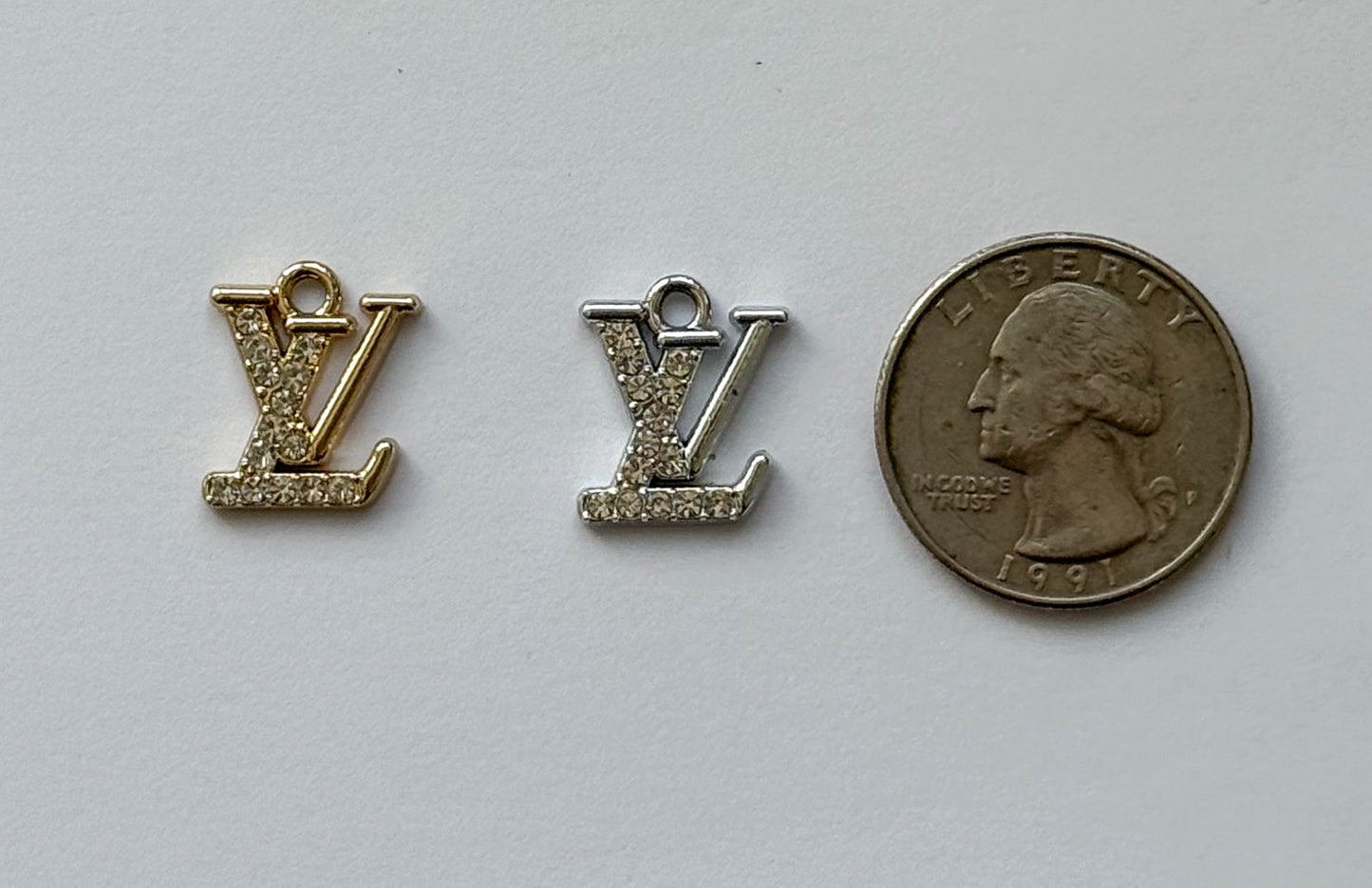 Bling LV Designer Gold or Silver DIY Charms