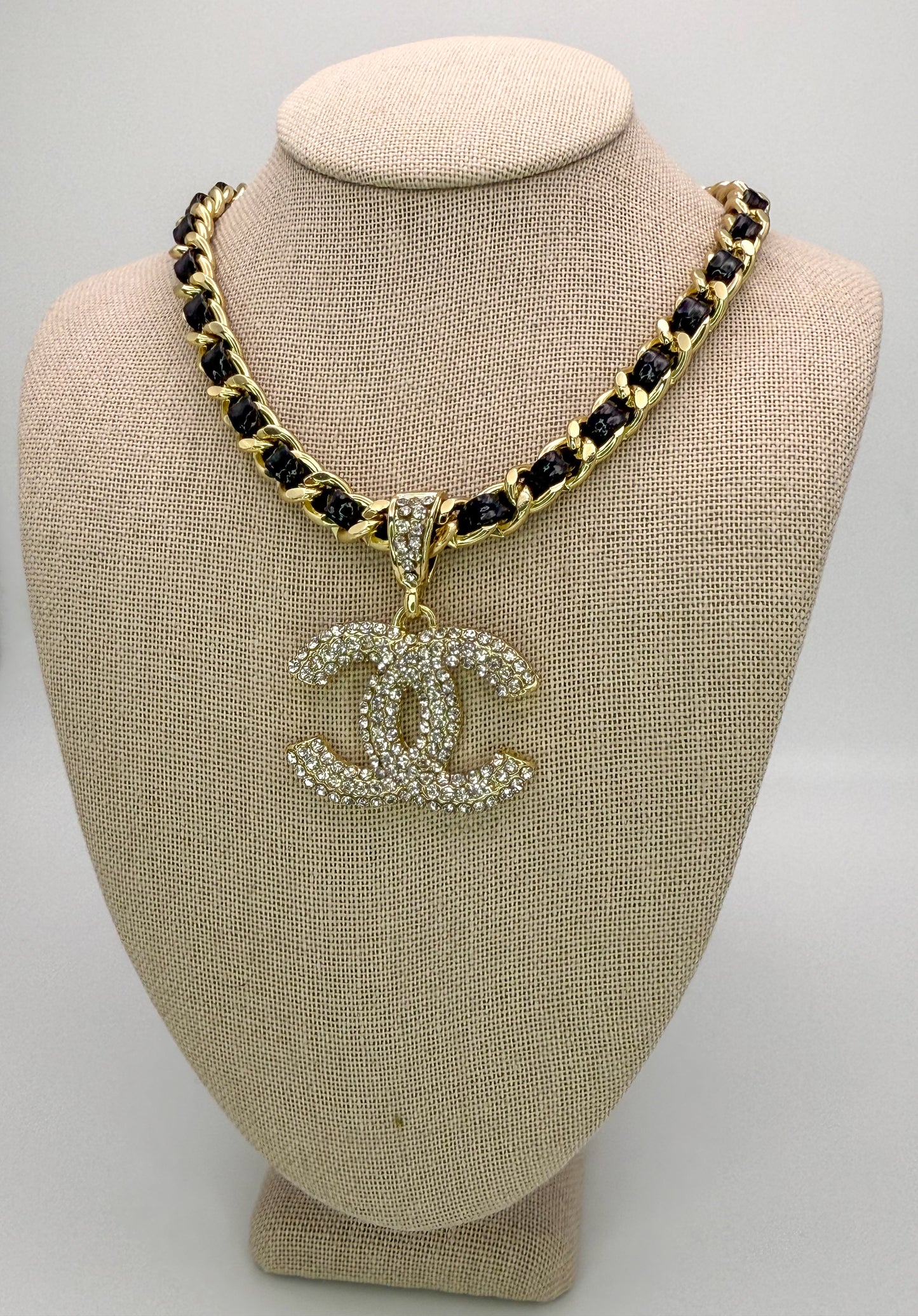 Bold n Gold CC Designer Leather Weaved Necklace