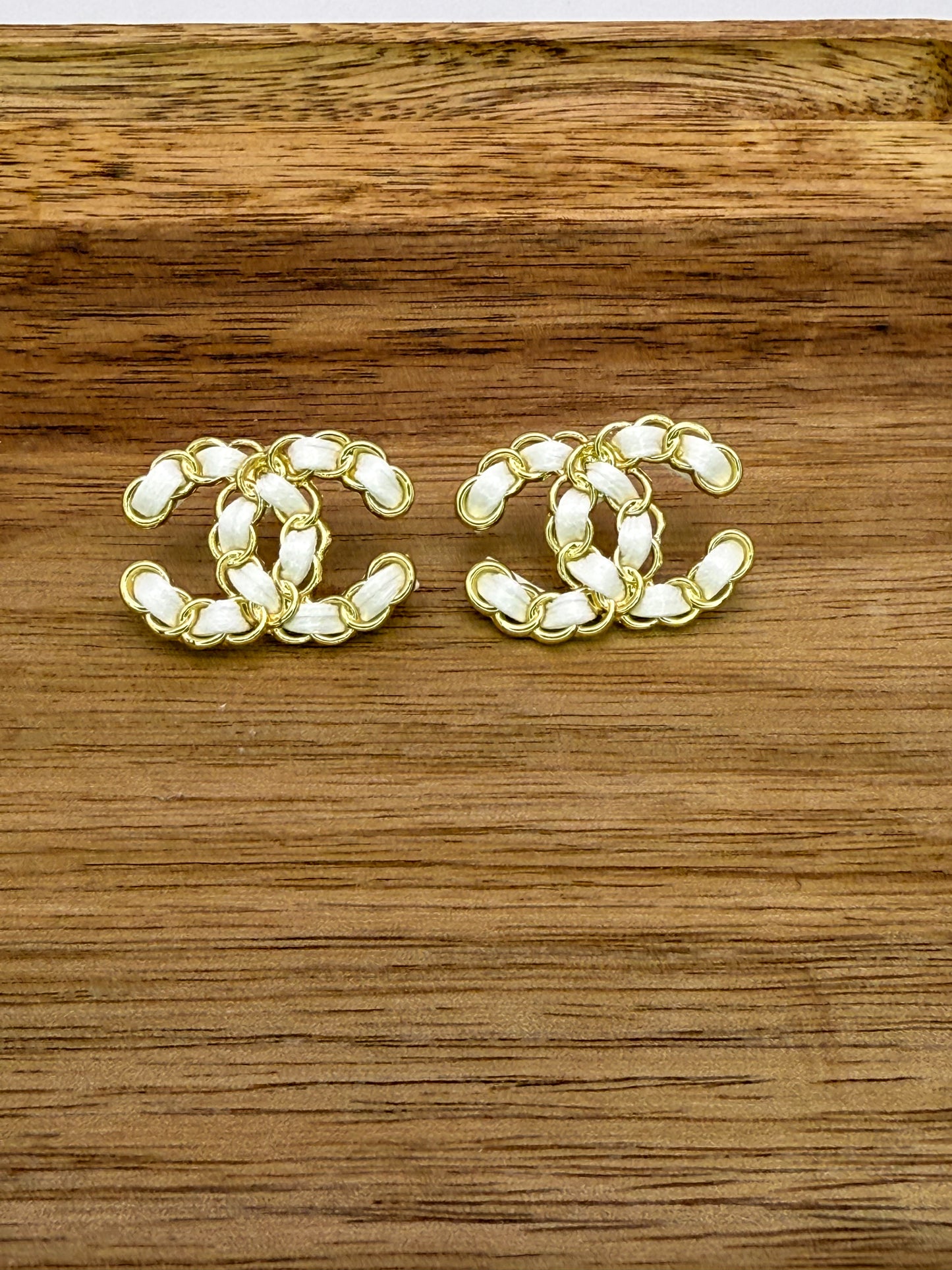 CC Designer LoGo Gold Stud Earrings