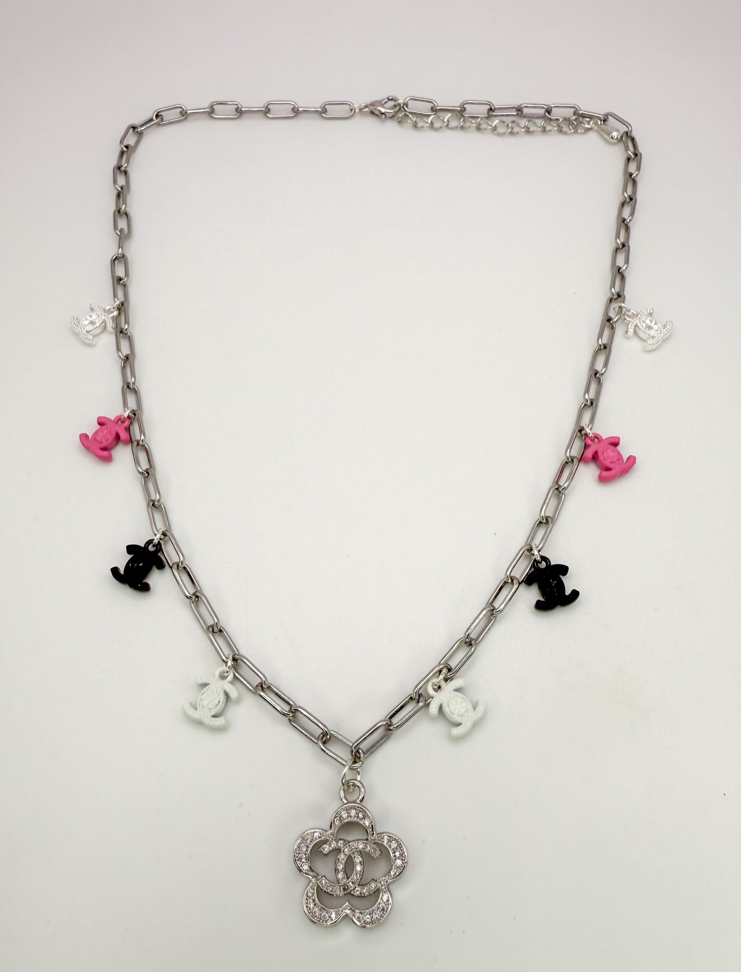 Silver CC Designer Charm Necklaces