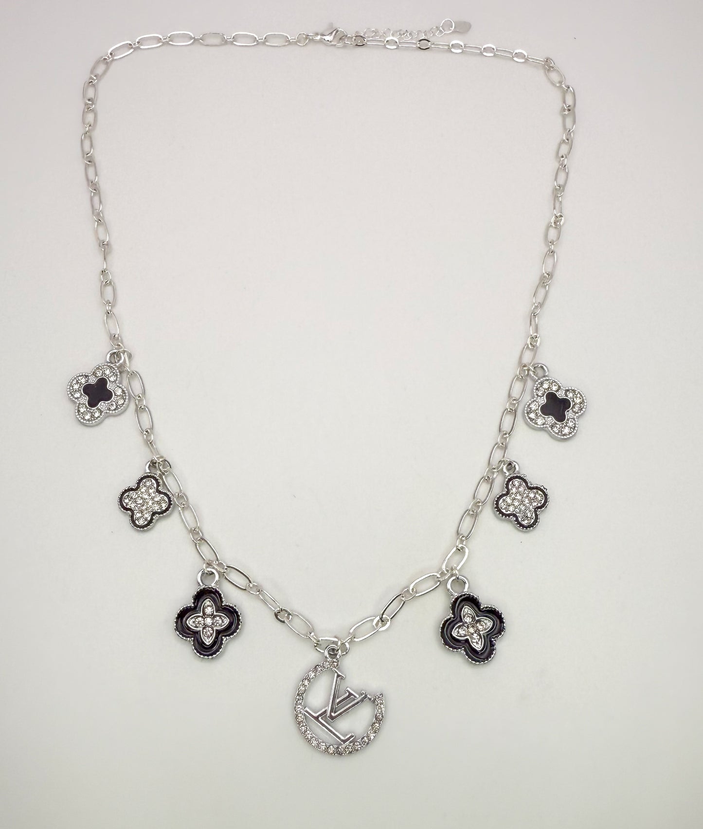 LV Designer Silver Charm Necklace