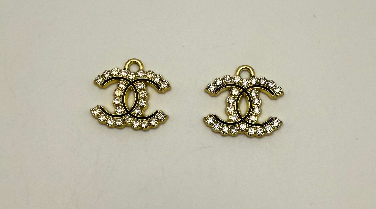 Black lined CC Designer Logo Gold and Silver DIY Charms