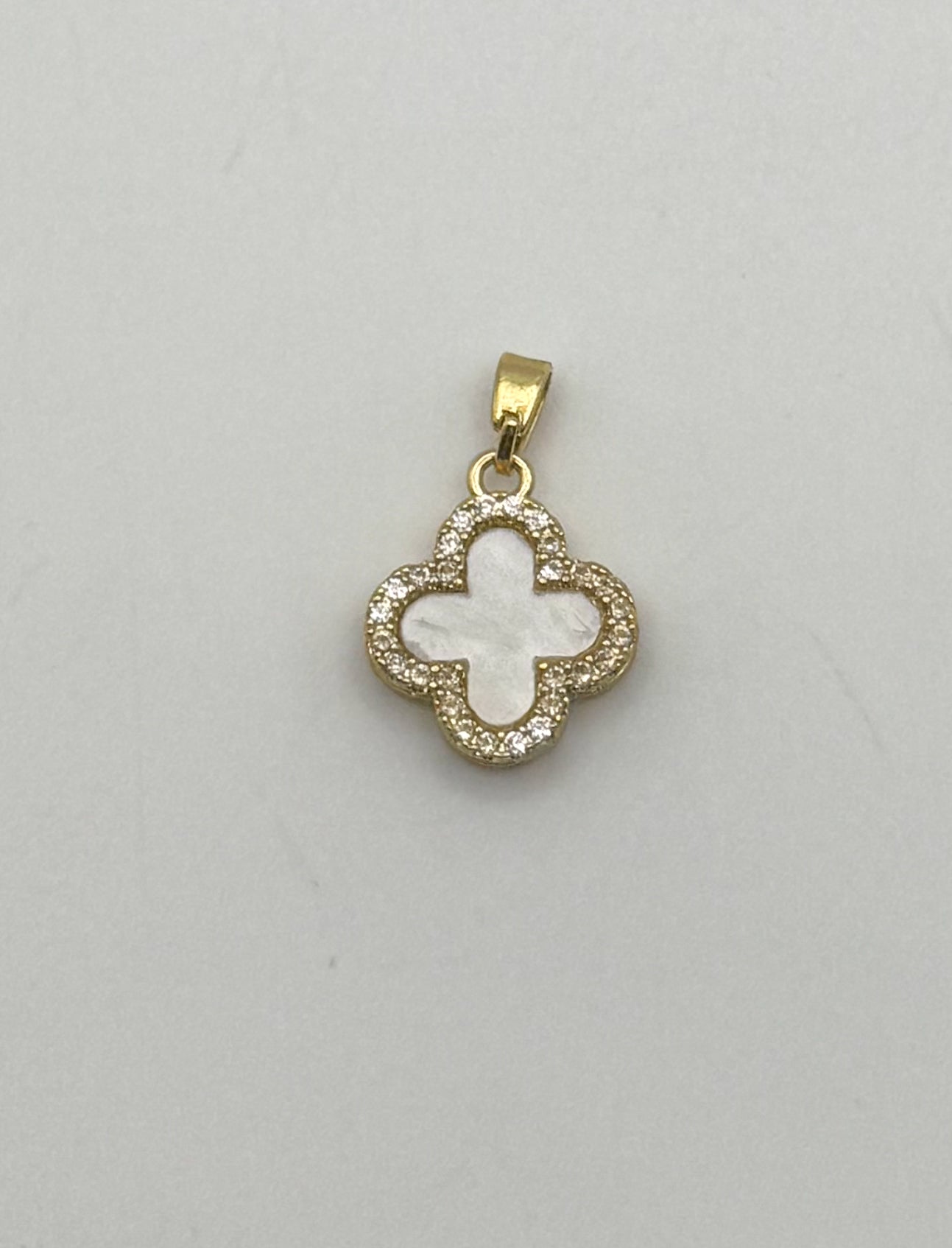 Reversible Black & White Gold or Silver Fancy Clover Pendant