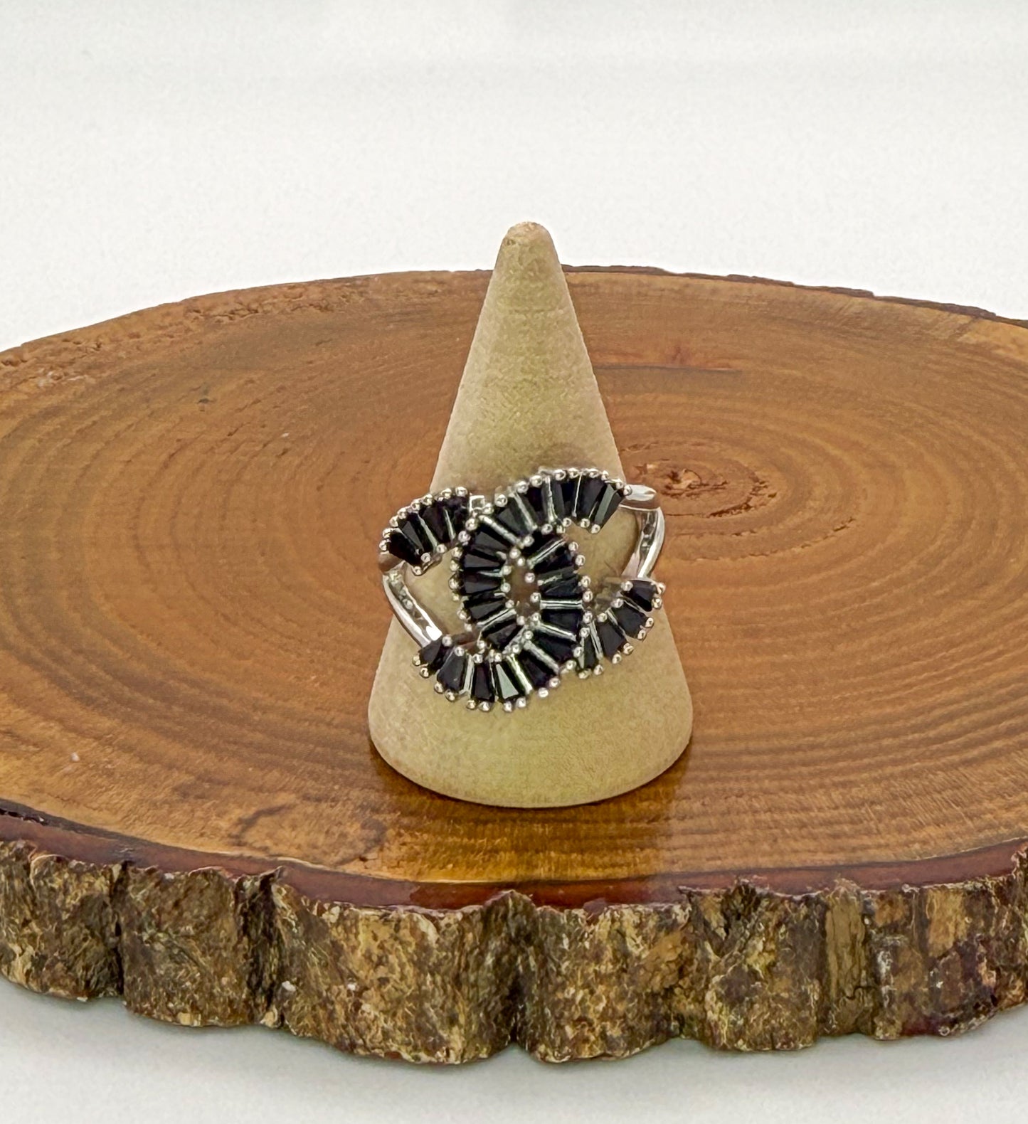 Silver CC Designer Zircon Adjustable Rings