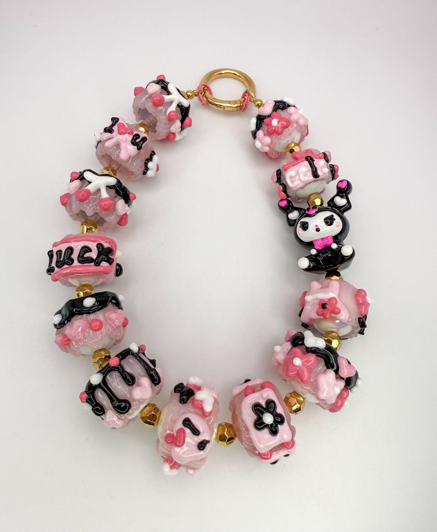 HandPainted Acrylic Beaded Keychain Phone Charm Wristlet