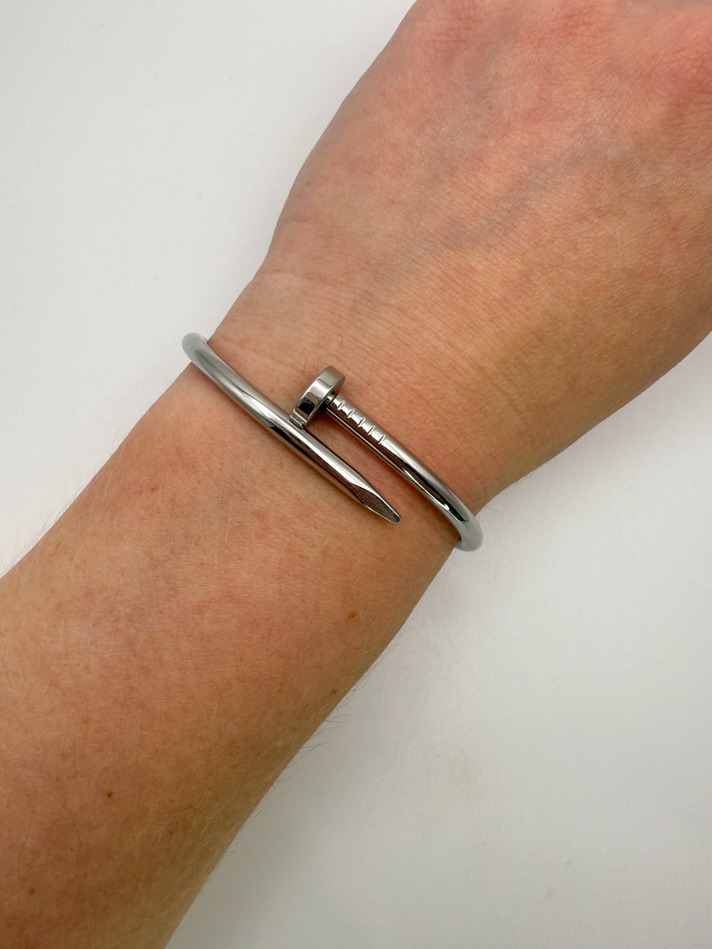 Silver Nail Bangle Bracelet