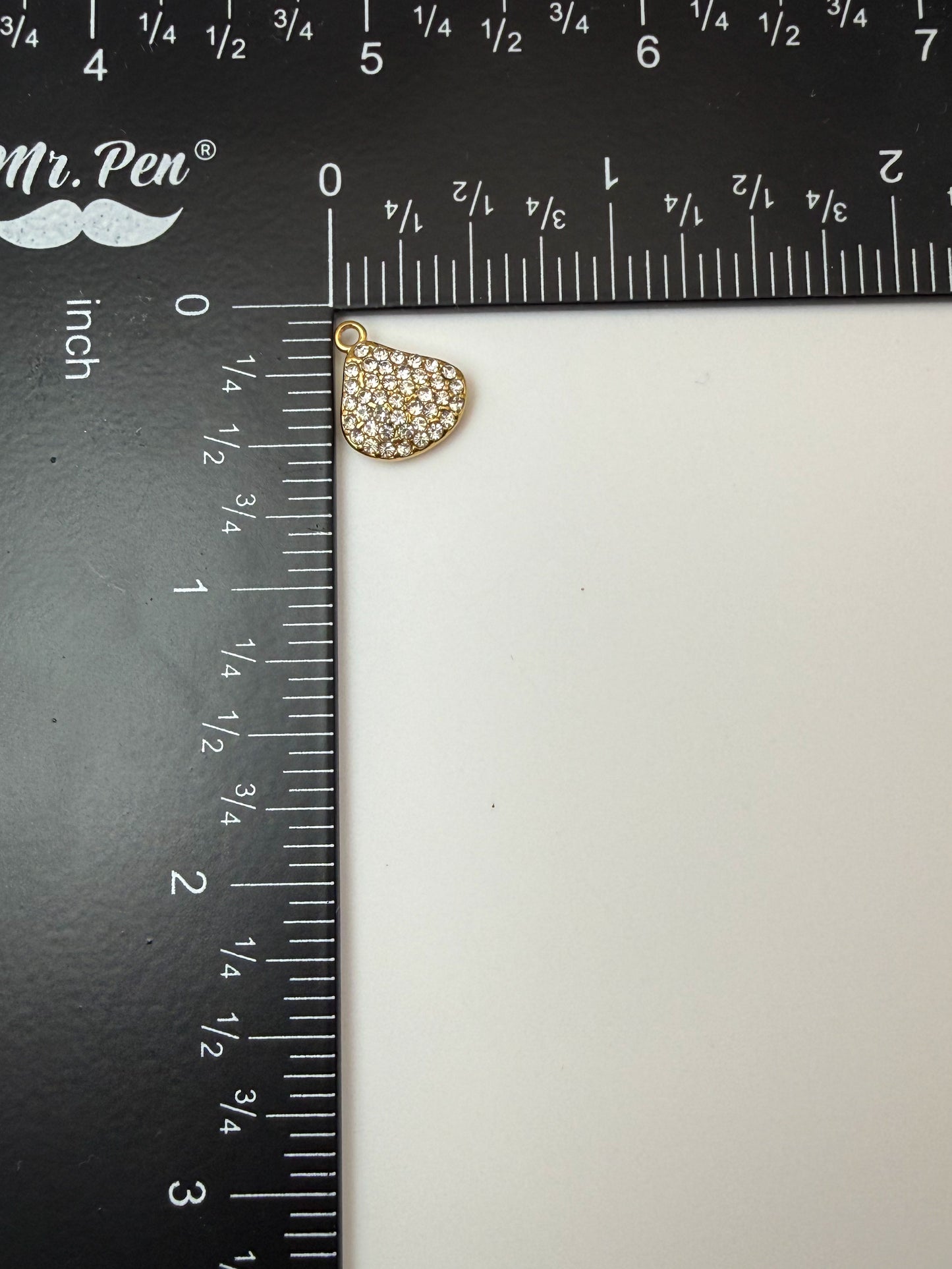 Stainless Steel Gold Zircon Covered Sea Shell Charm