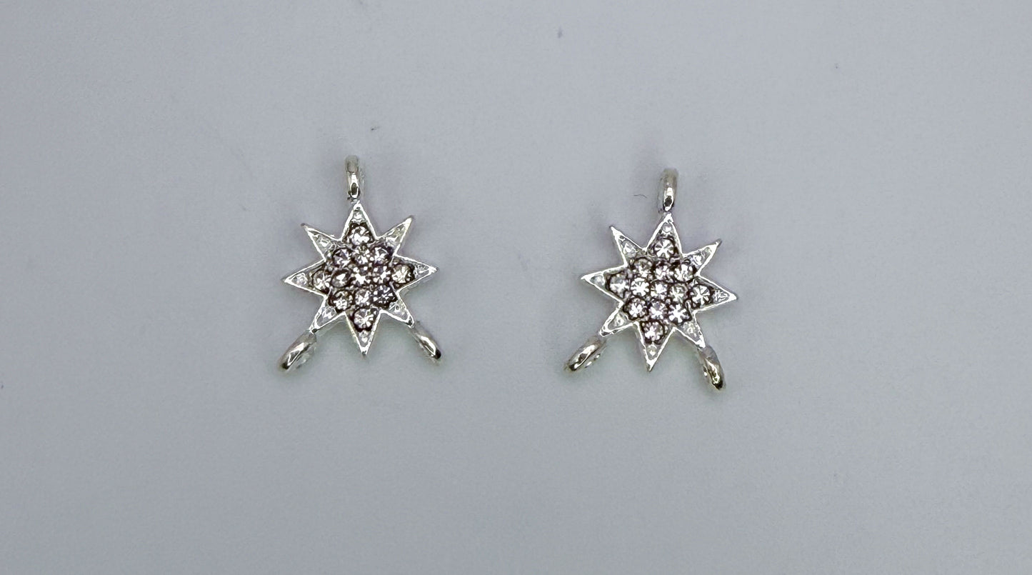 Silver Northern Star Bling 3 Part Connector DIY Charm