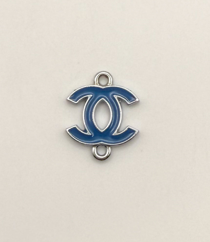 Colorful Enameled Silver CC Designer Connector Metal Charms